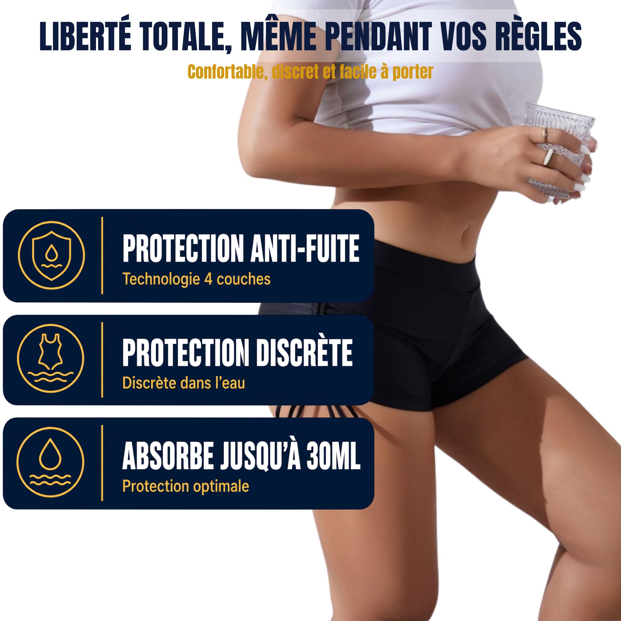 Maillot de bain menstruel | Culotte menstruelle | Maillot menstruel | Maillot menstruelle | maillot de bain menstruelle piscine | ideal adolescente | Flux léger à moyen | Parfait pour la piscine (XL)