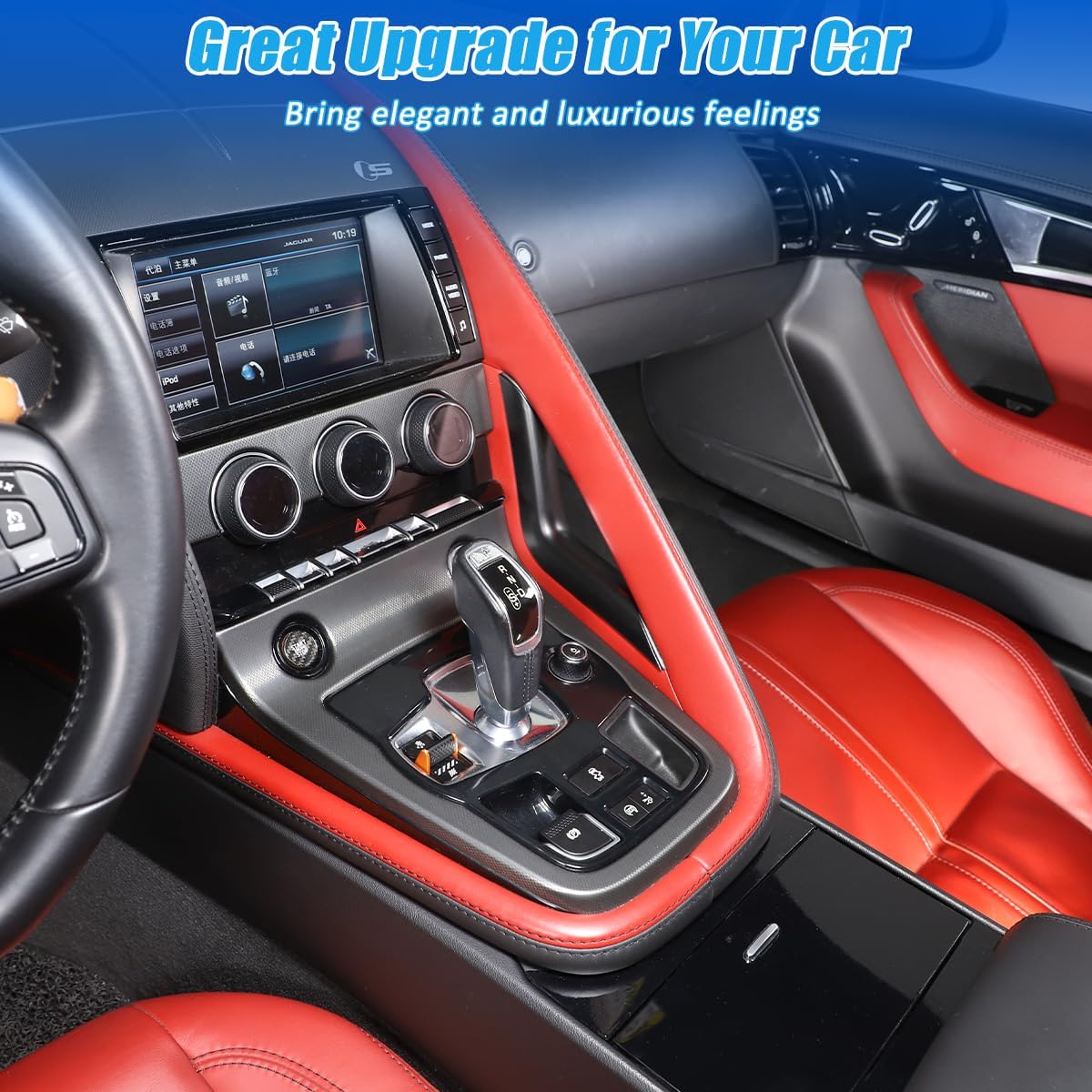 ABS Car Console Center Gear Shift Side Strip Trim Cover for Jaguar F-Type 2013-2024 Gear Shift L-Shaped Right Side Cover Trim Accessories (Matte Black)