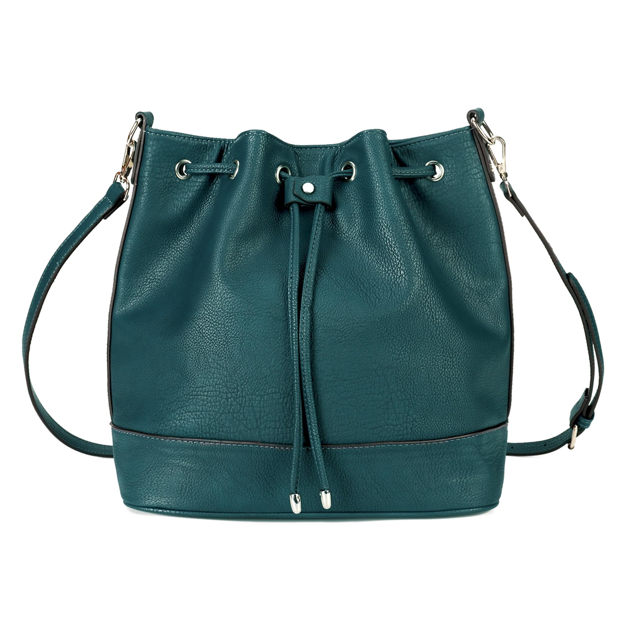 AFKOMST Leather Bucket Bags and Drawstring Crossbody Purse for Women Medium Tote and Hobo Handbags with 2 Shouder Straps