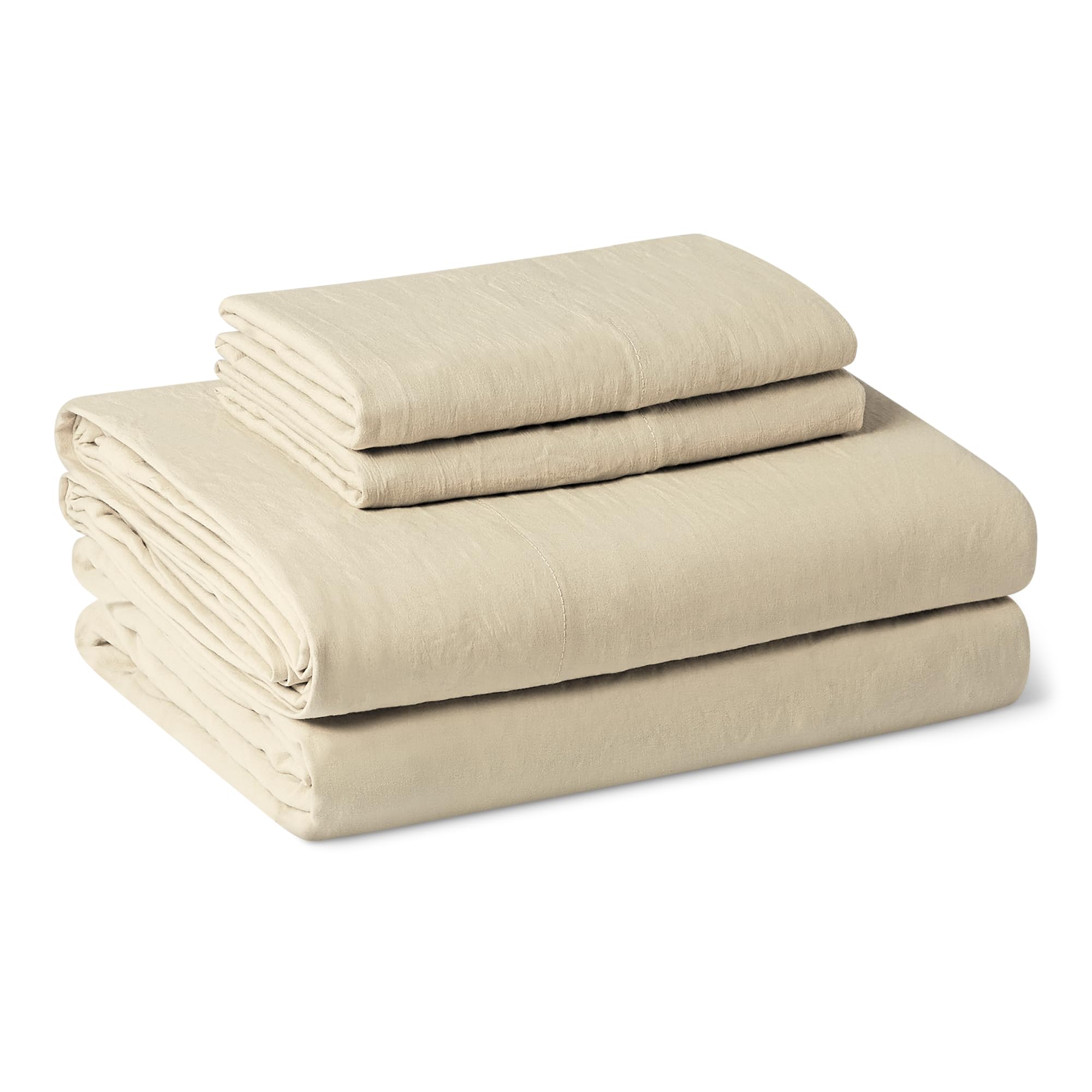 Amazon Basics King Bed Sheet, 4-Piece Bedding Set, Beige
