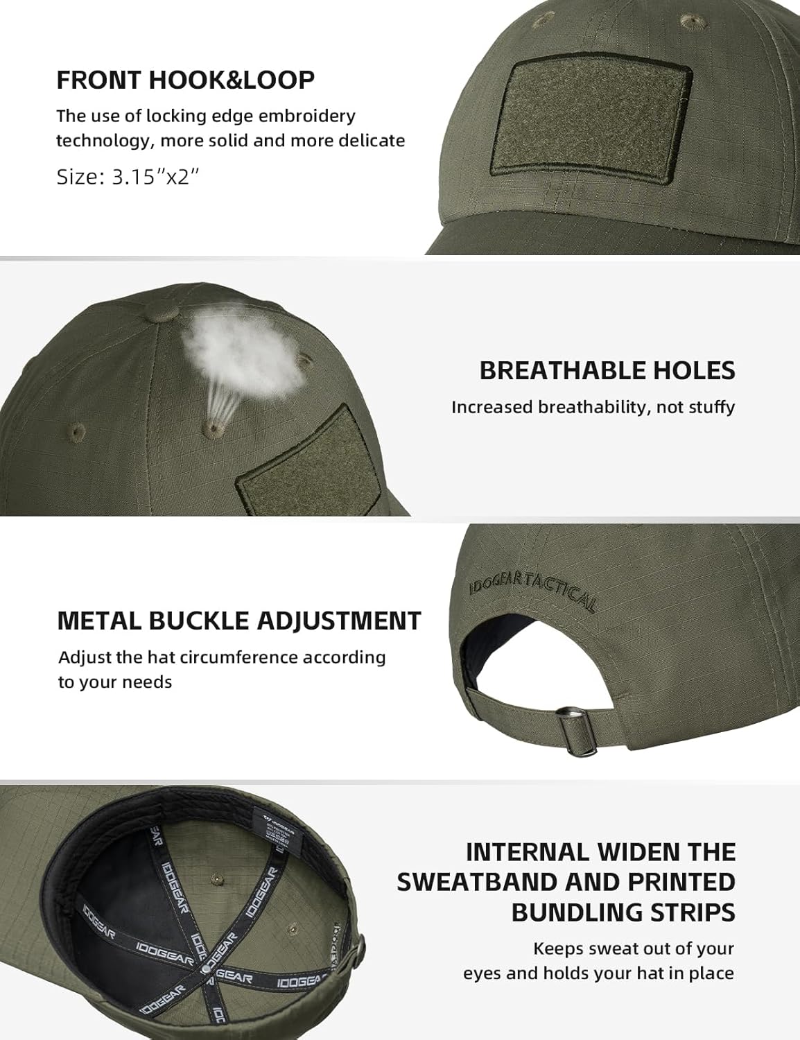 IDOGEAR SPORTS Tactical Baseball Cap Military Hat for Men Trucker Fitted Cap for Outdoor Golf Running Fishing Hiking Hunting - Image 3