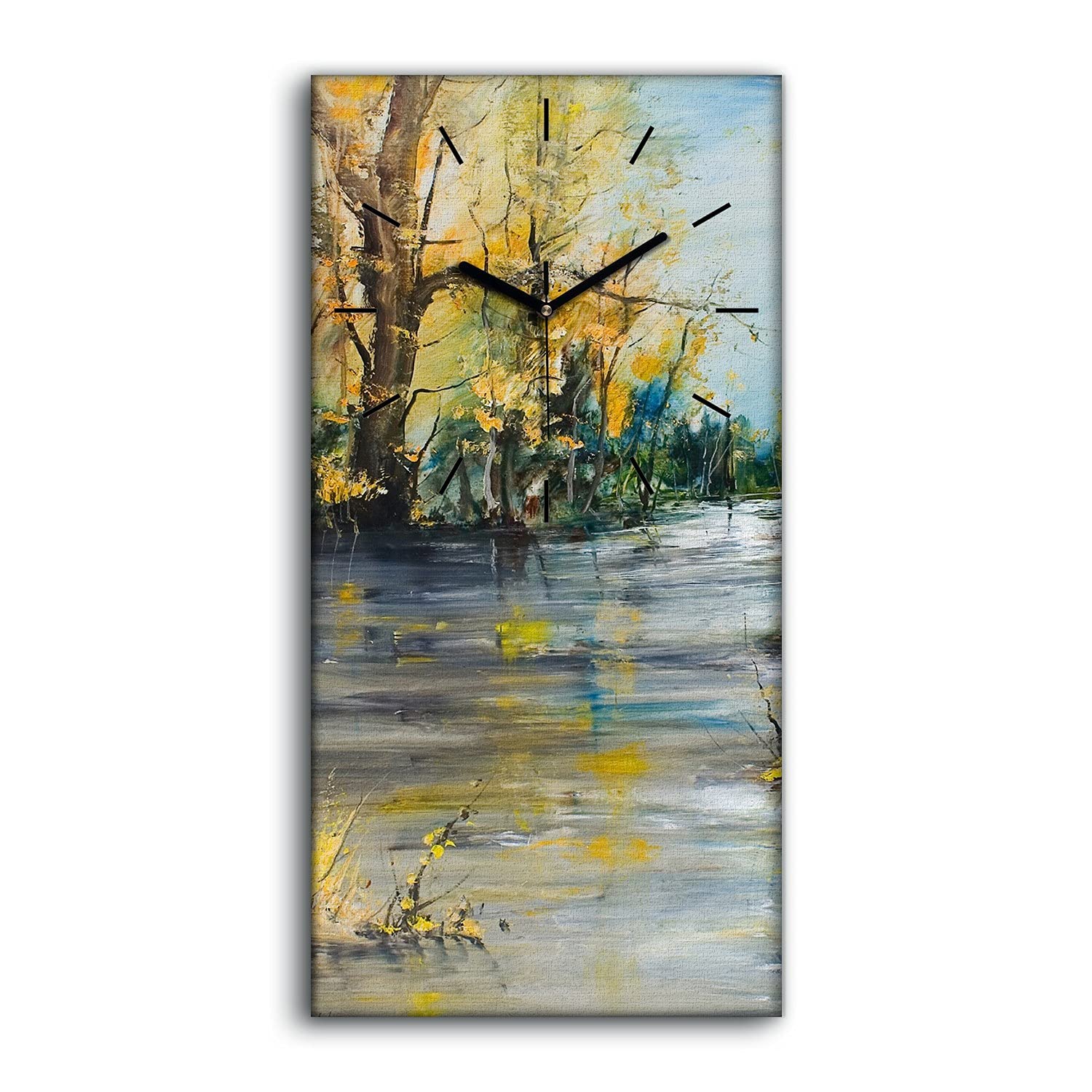 Horloge sur Toile 30x60cm Abstrait Forestier sans Tic-Tac