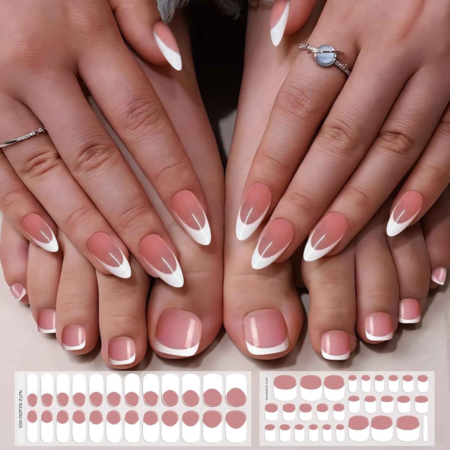 EBANKU 52 stuks gelnagelstrips semi-gelnagelkunststrips voor tenen, echte gelnagellakstickers voor schoonheidssalon thuis, vereist UV-licht met nagelgereedschap
