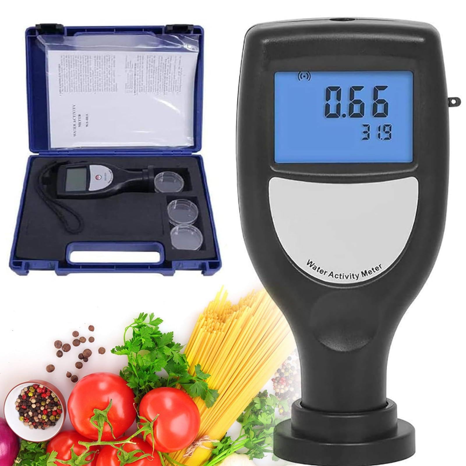 Testeur d'activité de l'eau - Testeur de nourriture avec affichage LED pour mesurer les céréales, fruits, légumes, biscuits, gâteaux