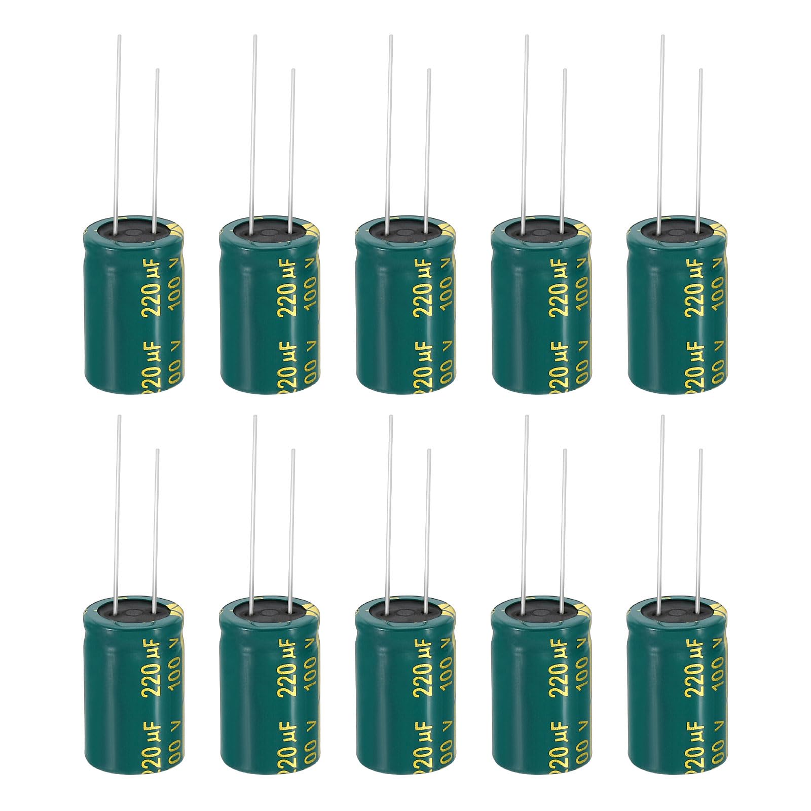 PATIKIL 100V 220uF Electrolytic Capacitors, 9Pcs 13x20mm Aluminum High Frequency Electrolytic Capacitors for TV, LCD Monitor, Refrigerator, Circuit Boards, Green