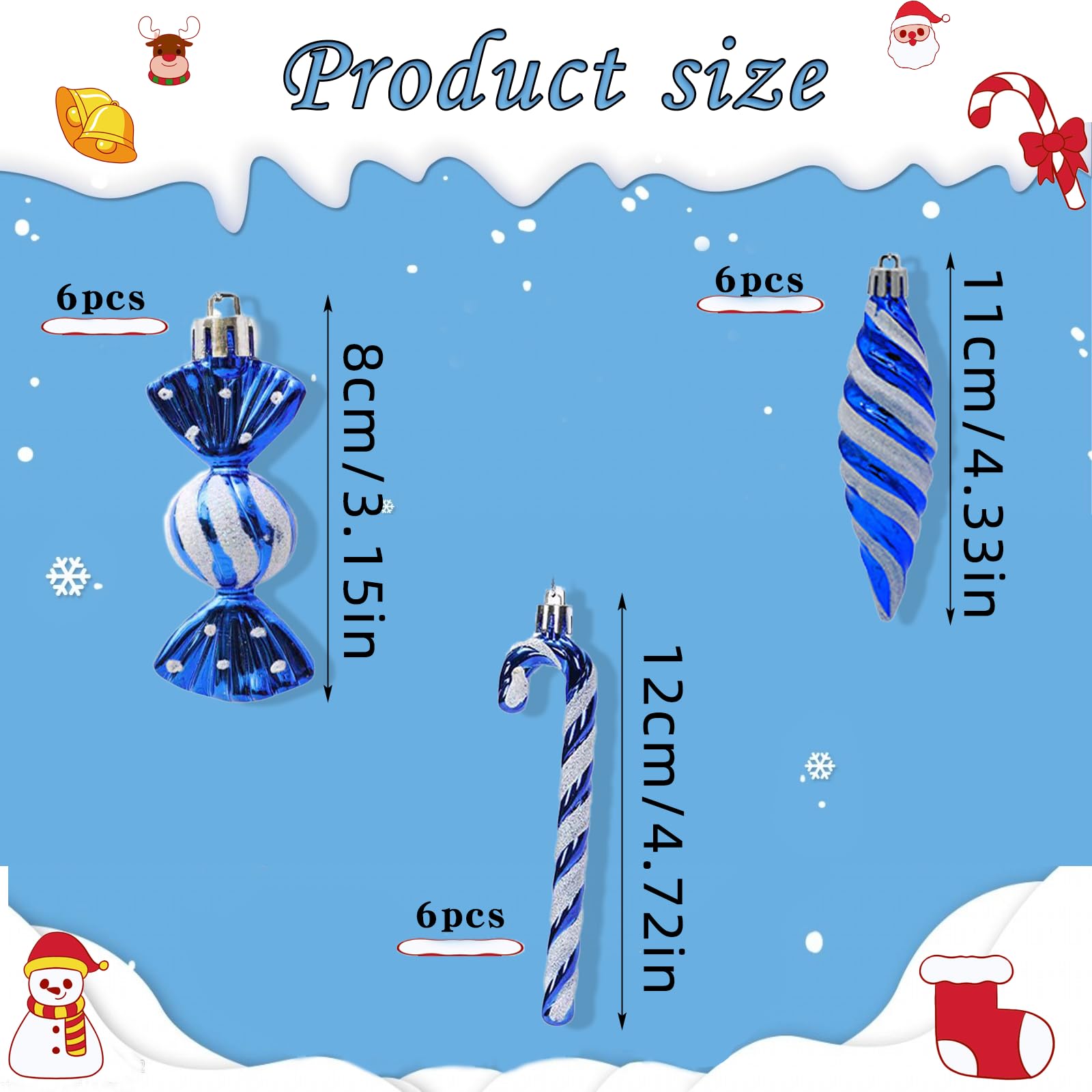 Set Decorazioni Natalizie 135 Pezzi | Ornamenti Infrangibili Per Albero | Palline, Bastoncini, Fiocchi Di Neve E Stelle