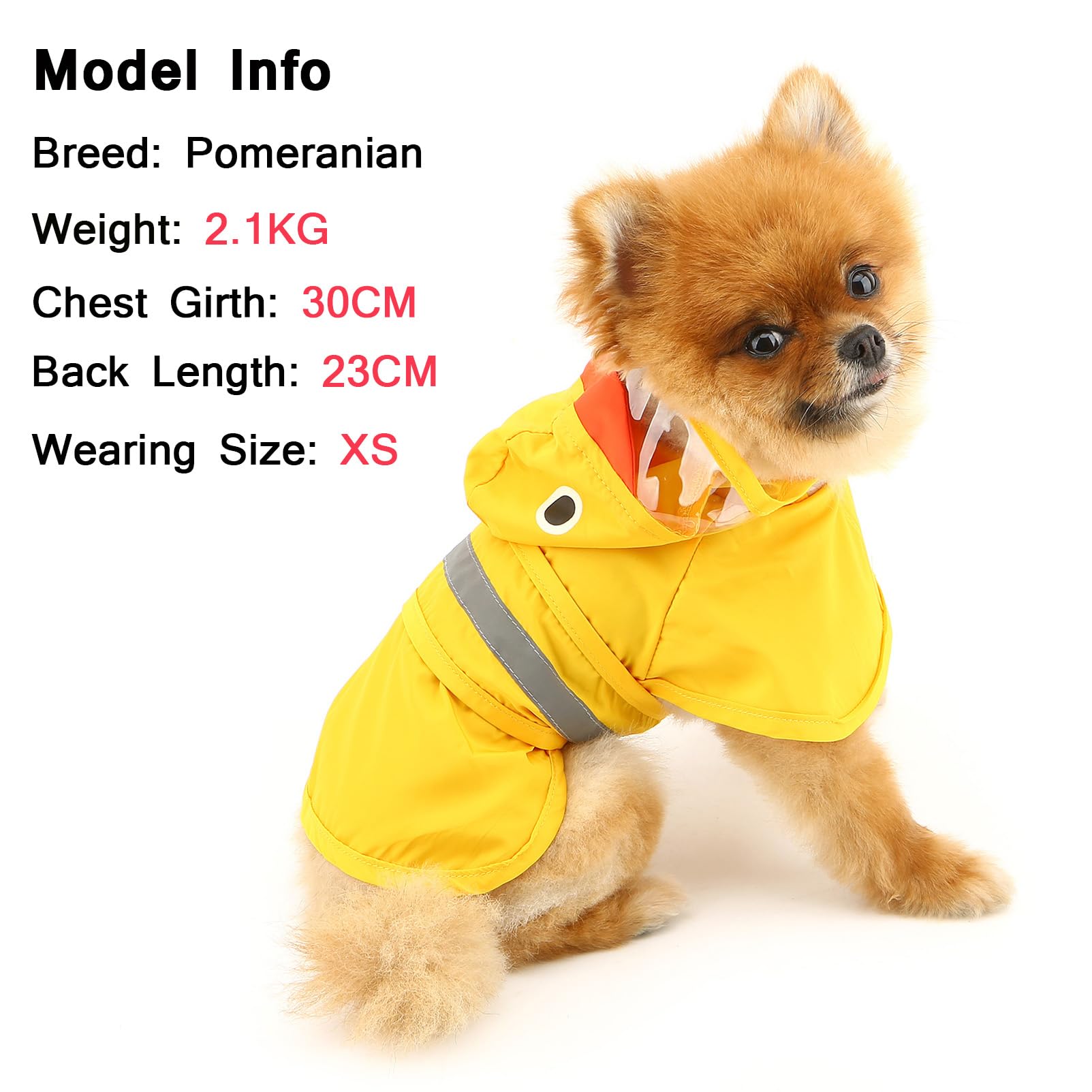 SMALLLEE_LUCKY_STORE Cute Duck Dog Raincoat with Clear Hood and Harness Hole Adjustable Waterproof Rain Jacket for Small Medium Large Dogs Boy Girl Reflective Pet Poncho - Image 3