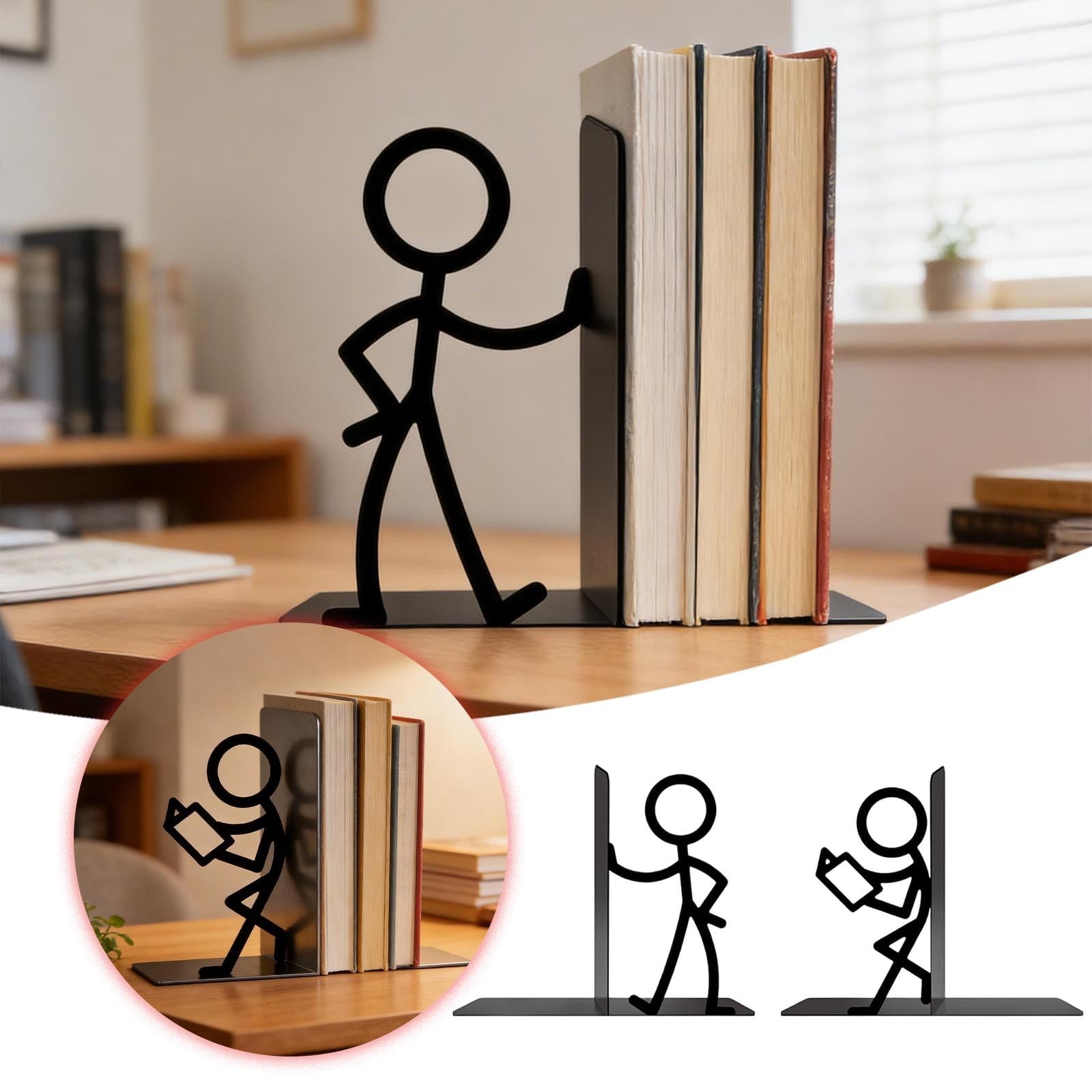 Buchstützen aus Metall, dekorative Buchstützen für Büro, Schule, Bibliothek & Schlafzimmer, einzigartige Geschenke für Leser, Buchliebhaber, Bücherregal-Zubehör, stilvolles Stützpaar