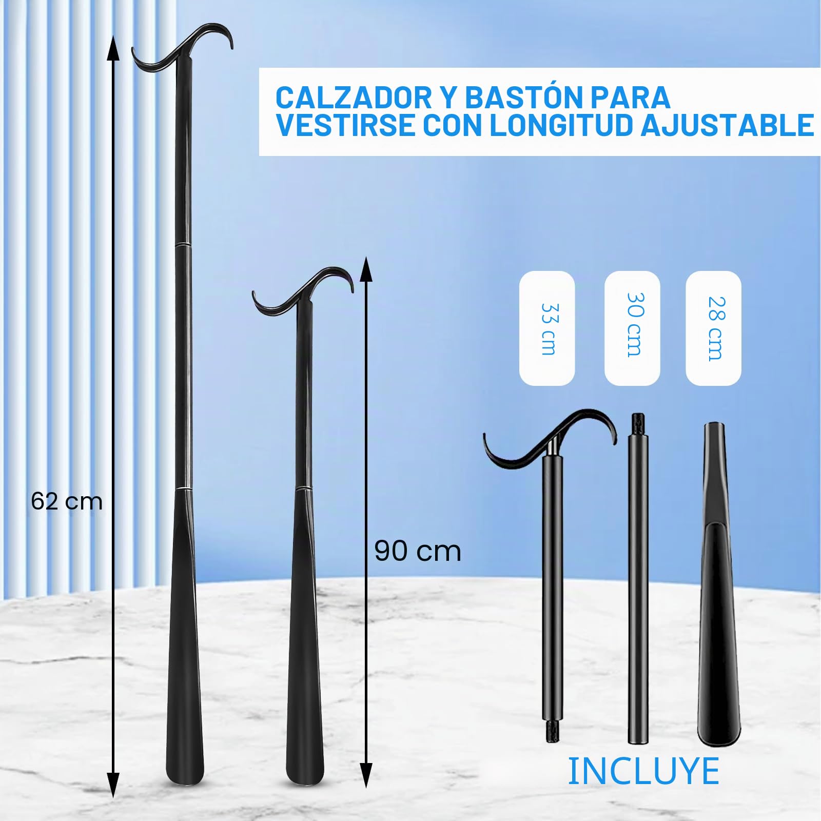 Calzador De Zapatos Largo 90 cm Aleación de Aluminio