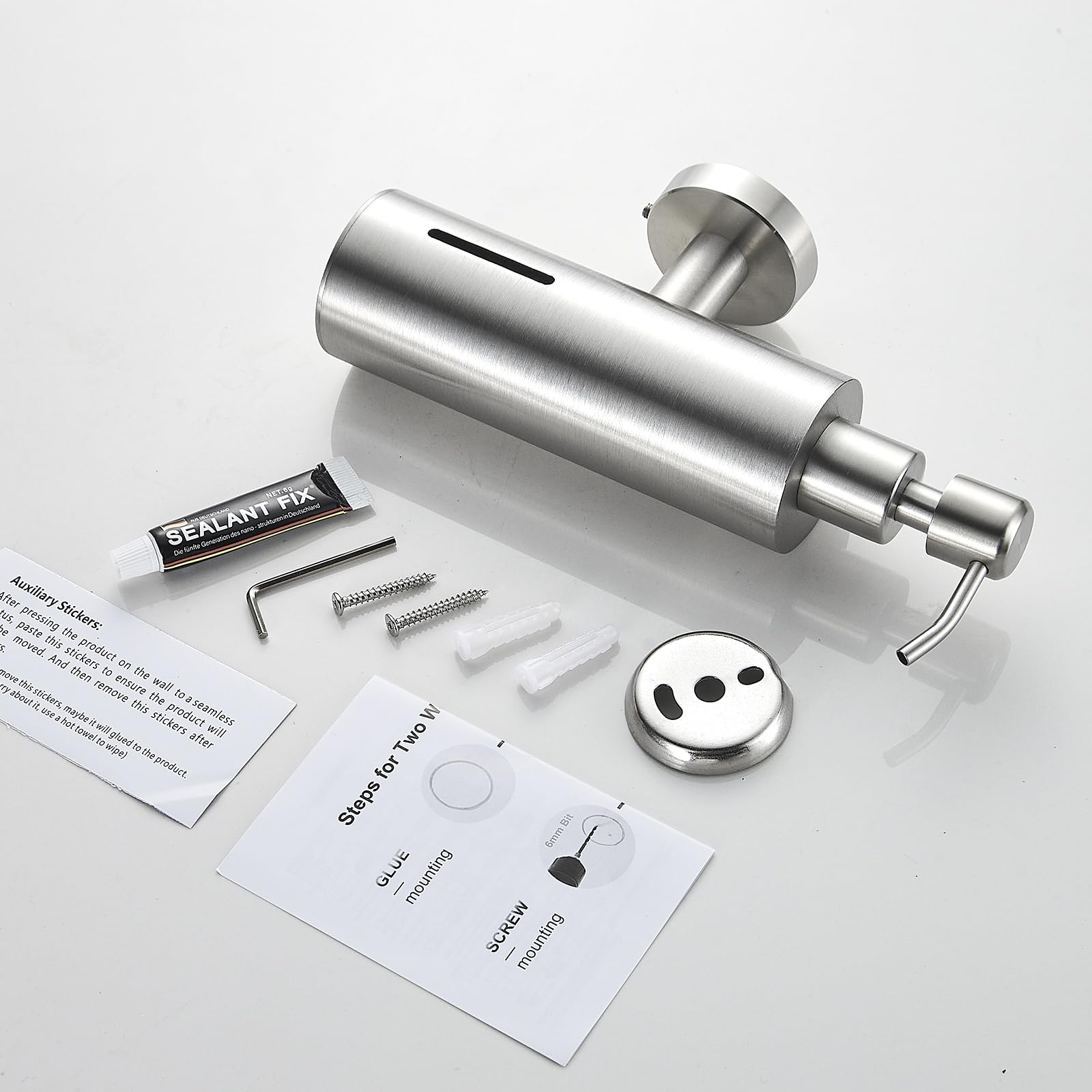 Seifenspender, Wandmontage, Edelstahl, für Badezimmer, gebürstetes Nickel