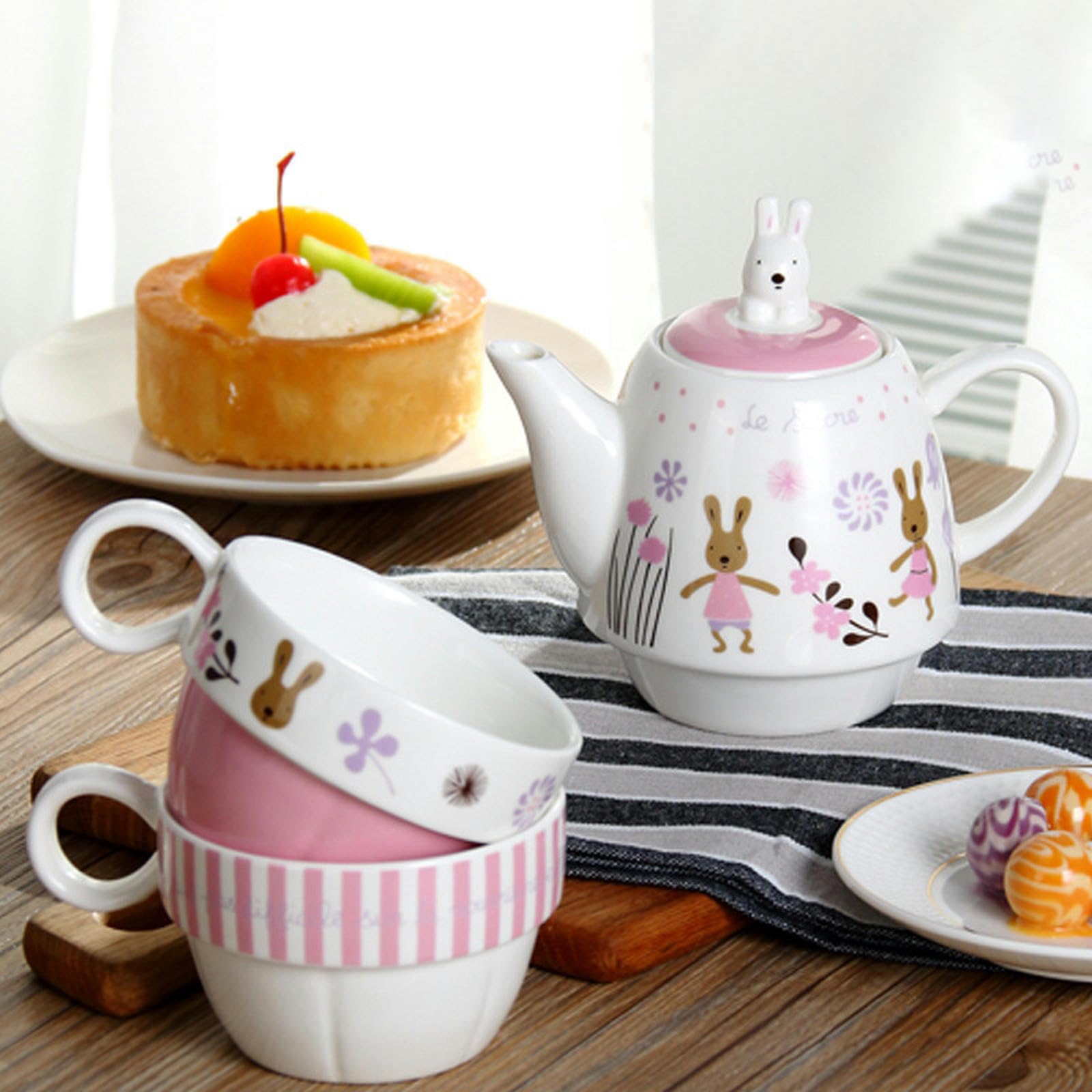 食器   Tea Set Amazon.com | Cartoon Ceramic Tea Pot Tea Set Sugar Rabbit Mother