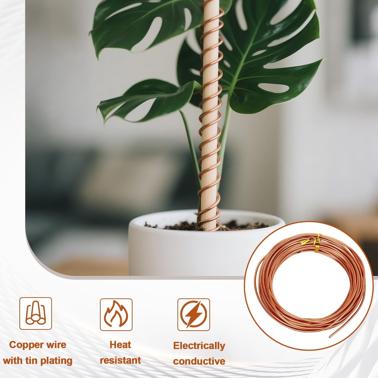 Fil de Cuivre Pur AFEPHE Ø2mm, 10M - Bobine de Fil de Cuivre T2 Émaillé pour Bricolage, Électronique et Jardinage Anti-limaces