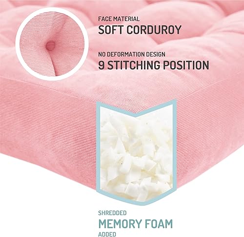 Miniatura 3 de Juego de 2 almohadas de suelo de meditación, almohadas cuadradas grandes para adultos, cojín de pana copetuda para sala de estar, tatami, color