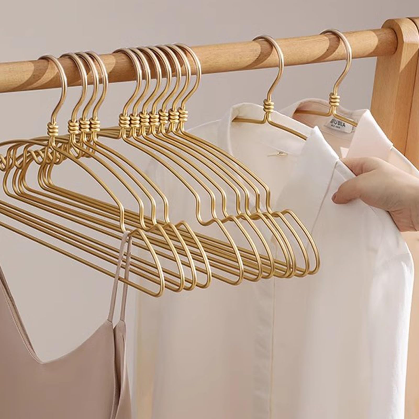 Grucce in Lega di Alluminio Color Oro da 15,7", Grucce in Metallo, Organizer per Armadio Salvaspazio(10pack)