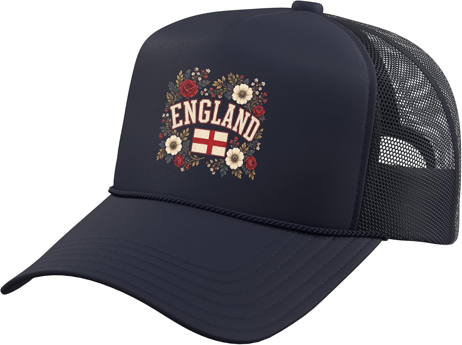 England Floral Vintage Country Pride Trucker Hat with Adjustable Mesh Back