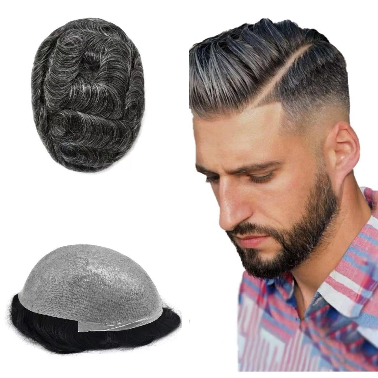 Generic Hair System For Men 0.06mm Ultra Thin Skin V-looped Human Hair Mens Toupee Natural Hairline Mens Hair Replacement System Ultralight Hair System8""x10""#20R Light Warm Blonde-90% Density