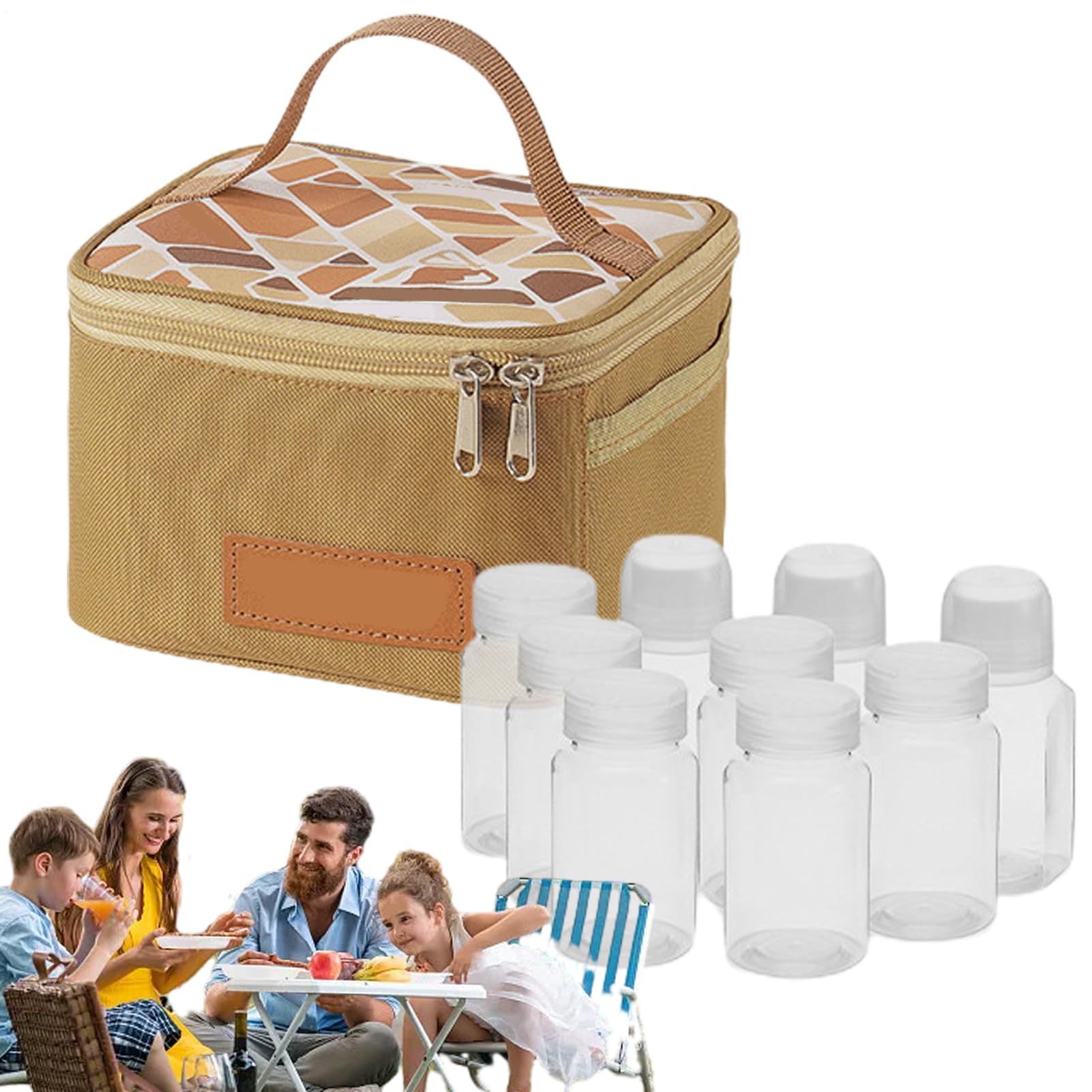 Kit d'assaisonnement de camping avec sac Oxford 600D et flacons étanches de grande capacité