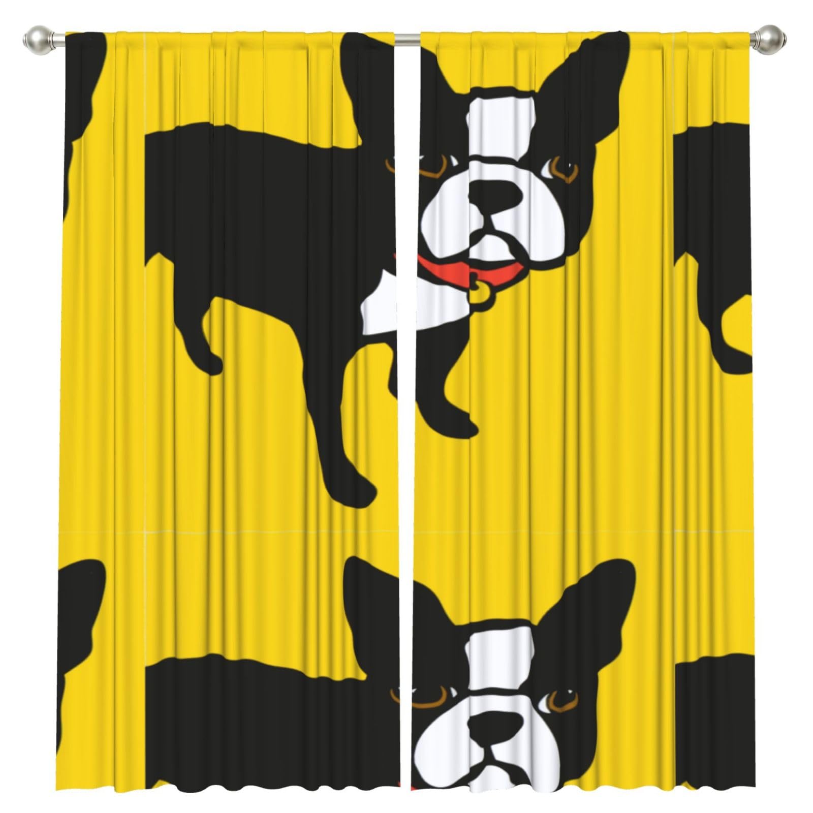 InOmak French Bulldog, 2 Panels Window Curtains 52 x 84 Inch Blackout Curtains for Living Room Bedroom