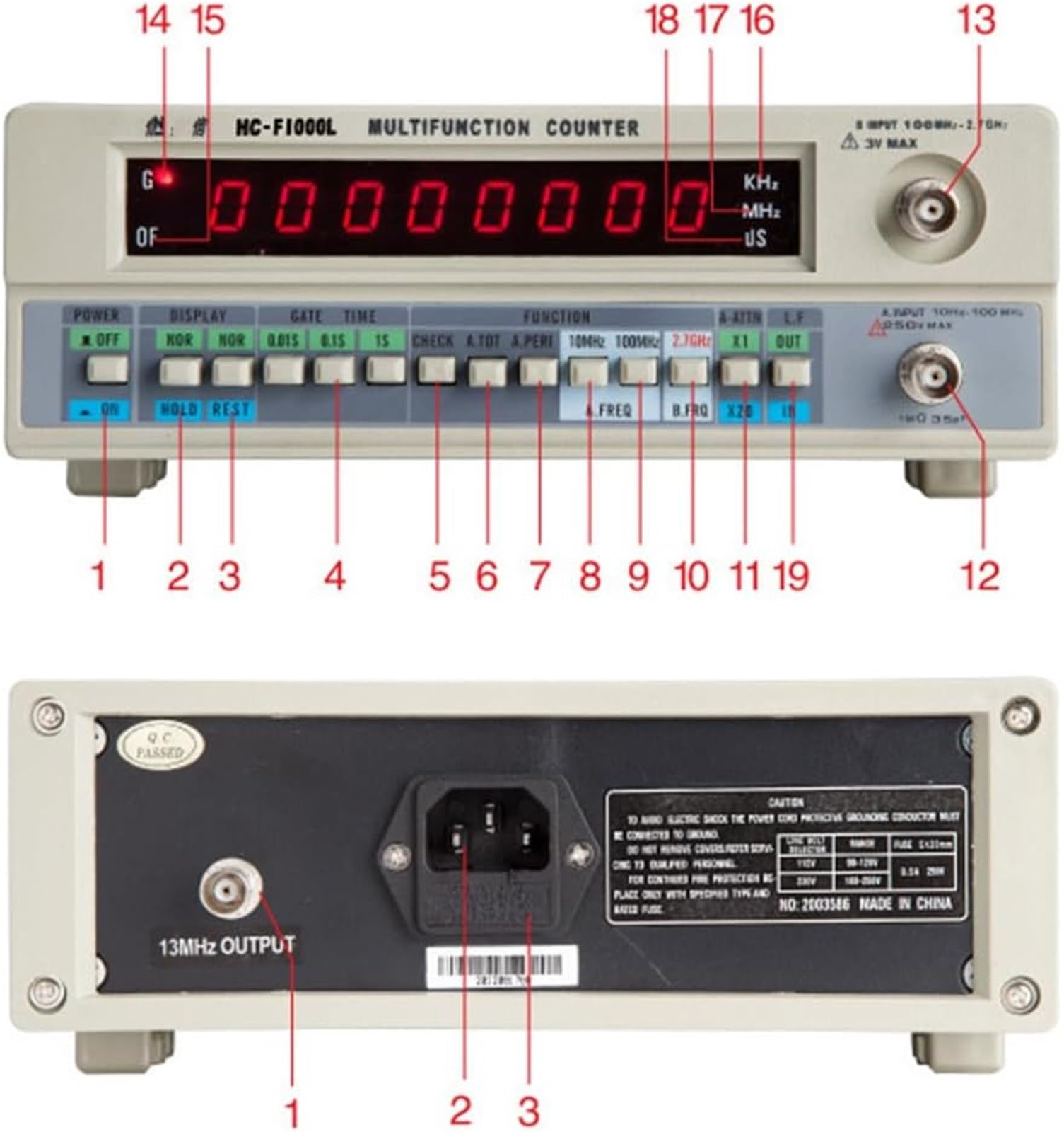 Misuratore di frequenza digitale ad alta precisione a LED, misuratore di potenza industriale 10Hz-2700 MHz, frequenzimetro digitale a 8 cifre, misurazione accumulata del periodo di frequenza