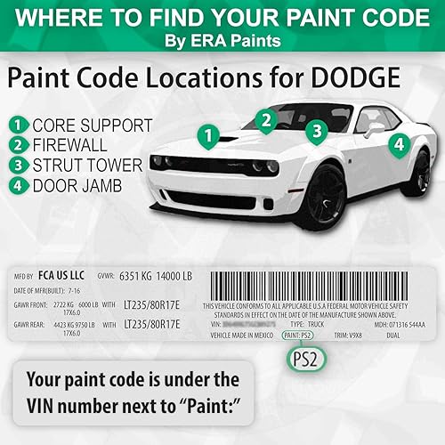 Miniatura 2 de ERA Paints PBUKBU - True Blue Pearl para DODGE - Tarro de pintura de retoque automotriz de coincidencia exacta - Kit básico