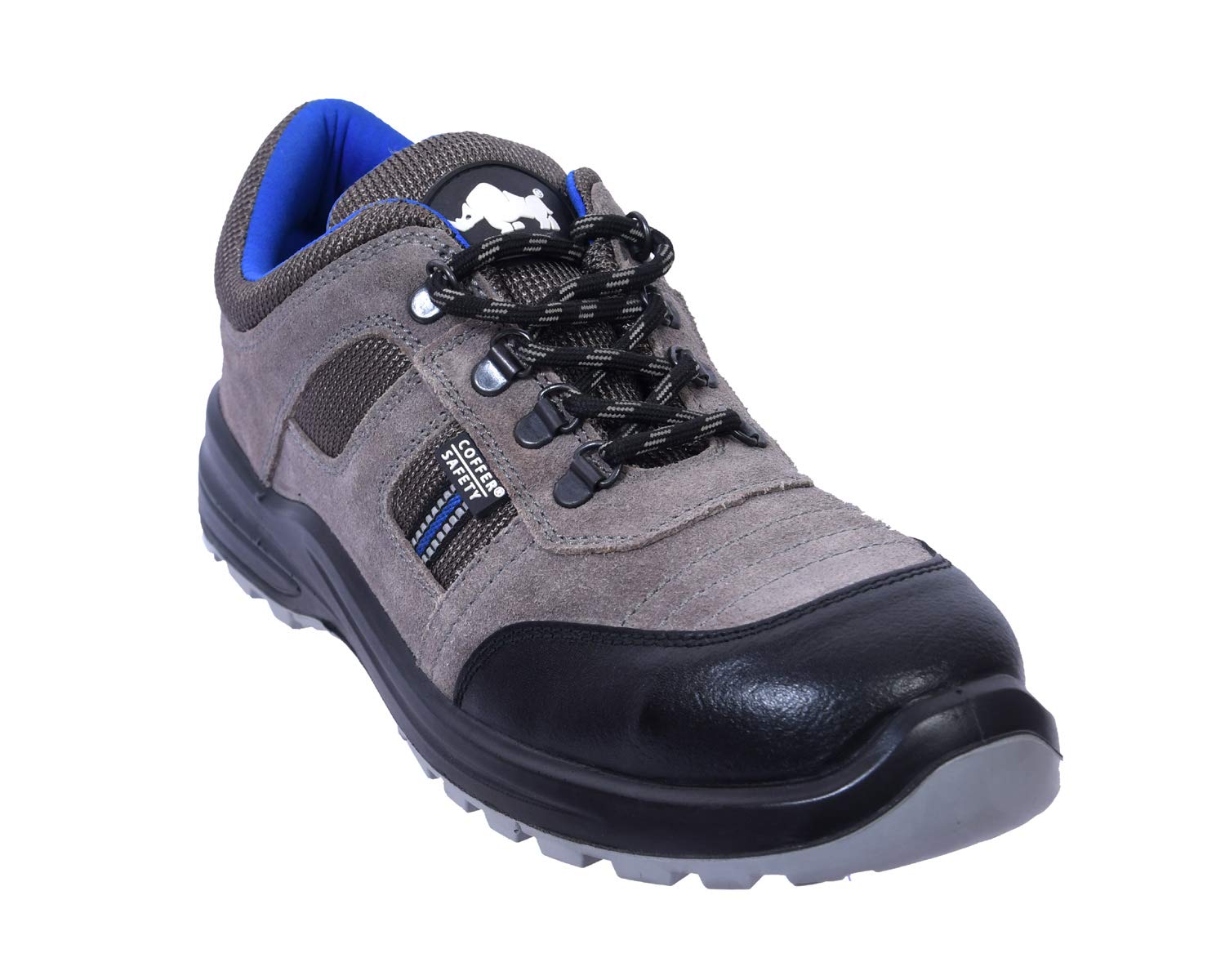 coffer safety M1007 Geniune Leather Safety/Casual Shoes For Mens - Grey Color-picture-50