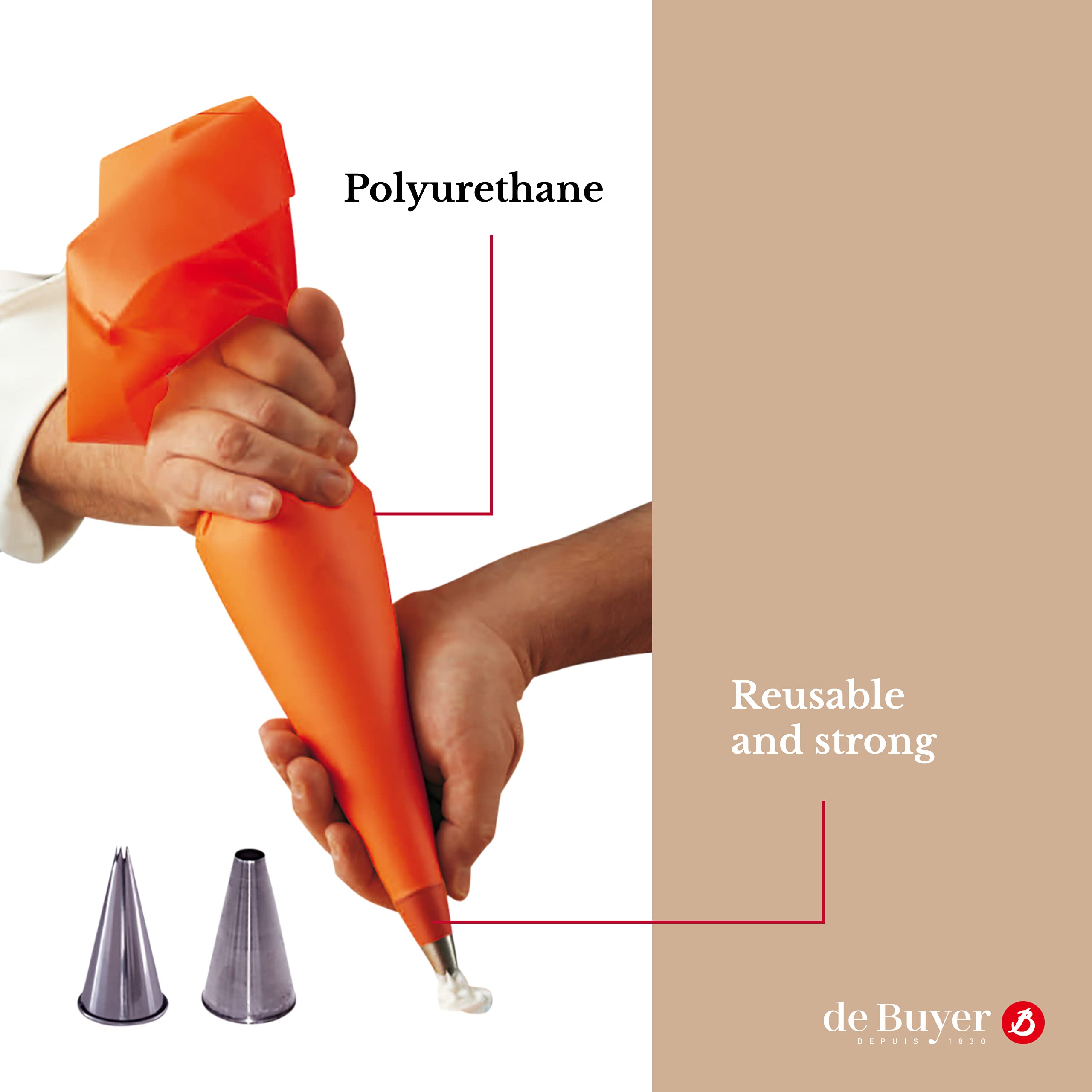 De Buyer set sac a poche poliuretano + 2 beccucci acciaio 4347.03