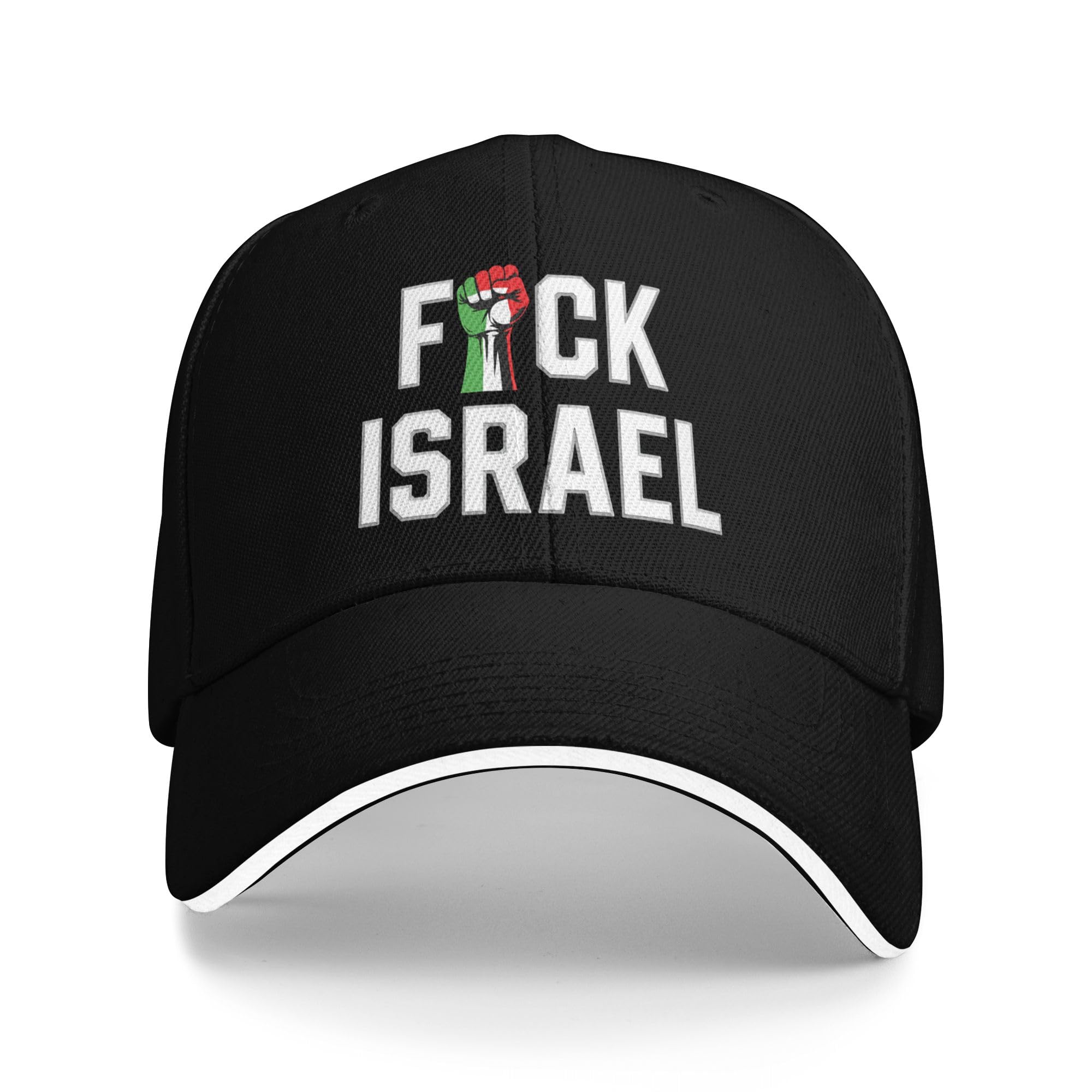 KWQDOZF Fuck Israel Golf Hat Free Palestine We Won't Leave Save Gaza for Mens Women Baseball Caps Black