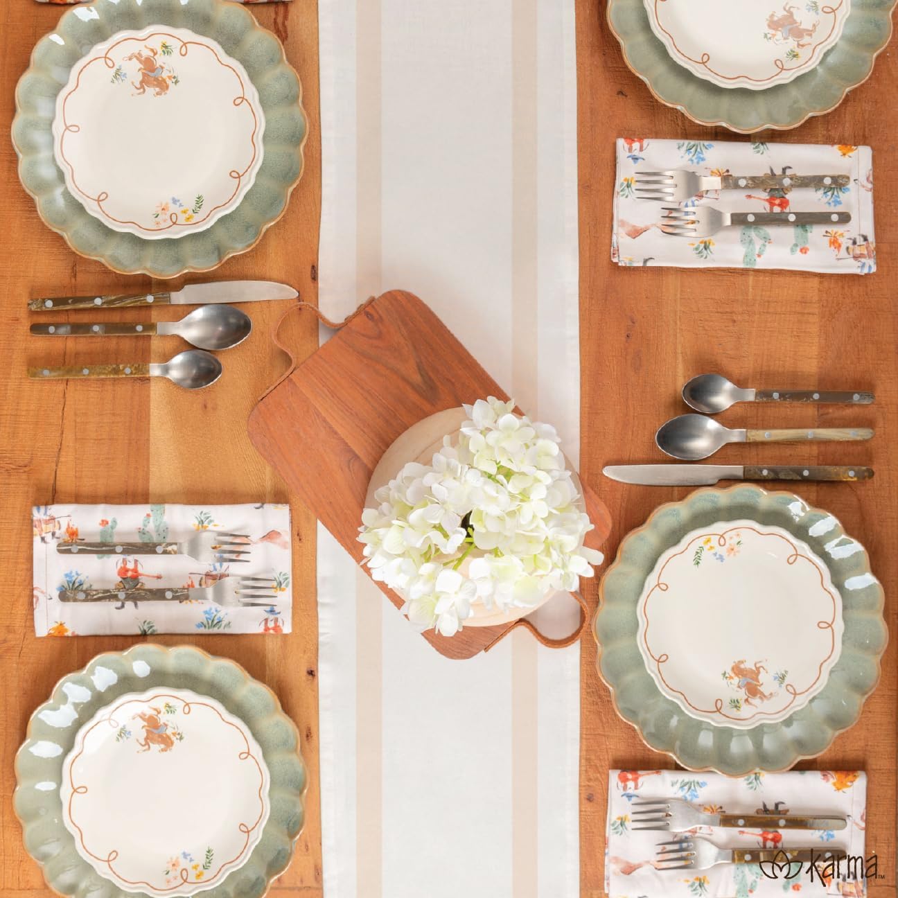 Karma, Silverware Set Stainless Steel Cutlery Color Handle Flatware, Tumbled finish