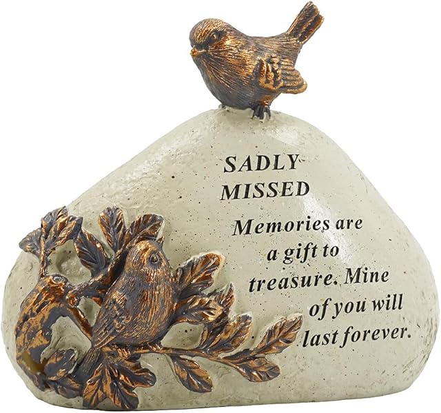 Sadly Missed Robin Bird Memorial Graveside Stone Plaque Ornament