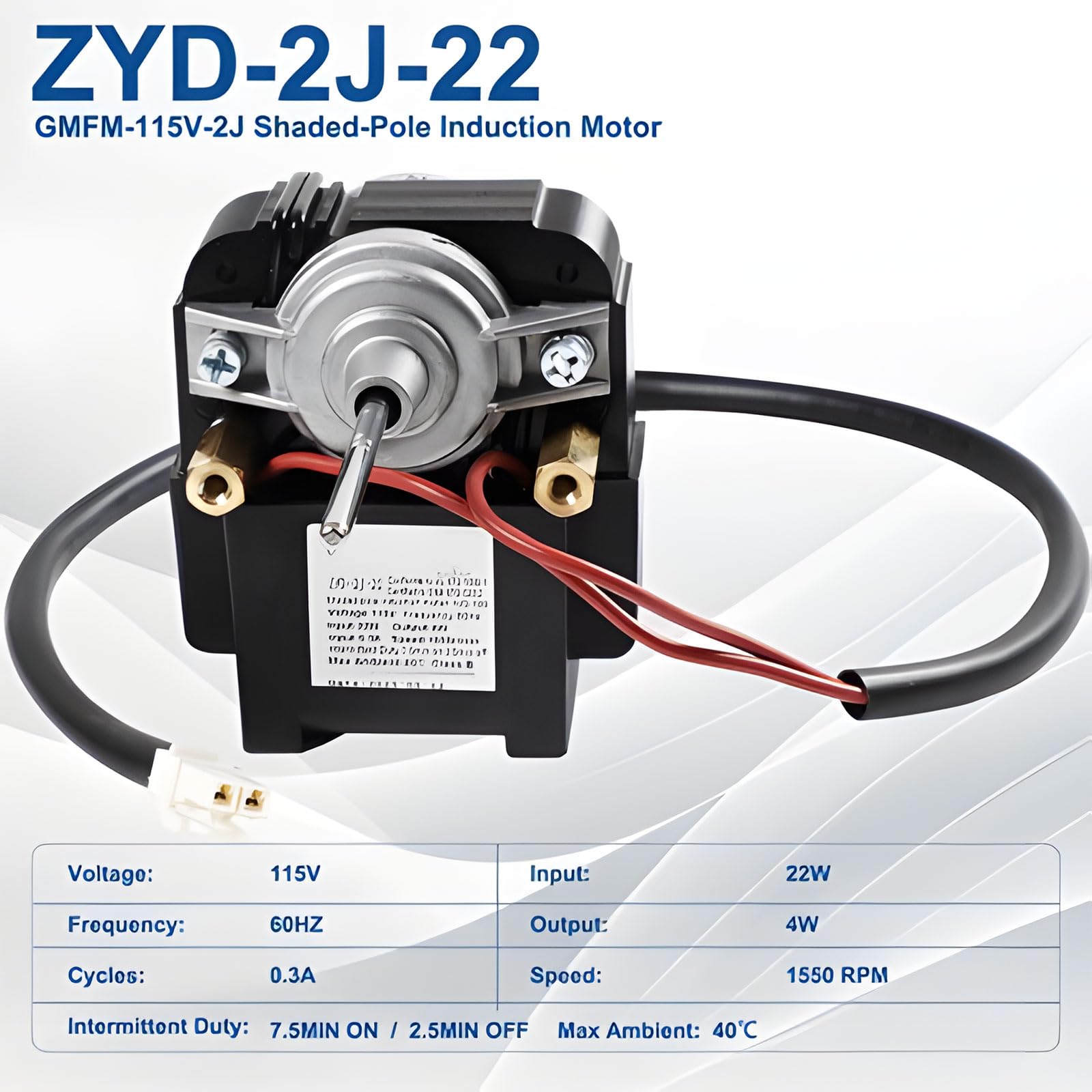 Motore Ventilatore Permanente per Frigorifero Costruzione in Polistirolo e Bronzo Esecuzione Permanente 115 V 22 W per Impianti Refrigerazione Stabili Polistirolo Bronzo