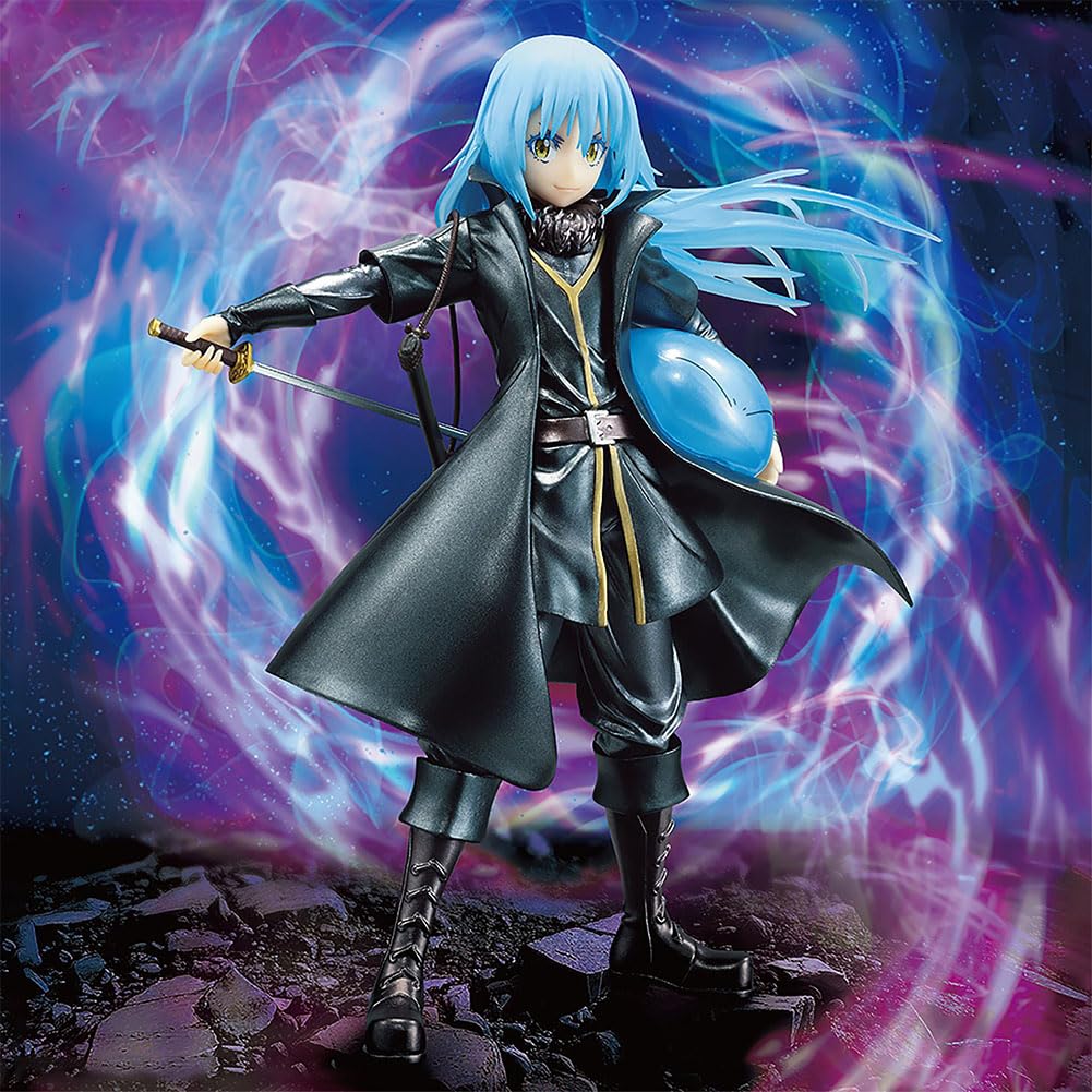 Rimuru Figur Modell Diaburo Actionfigur Anime Figur Veldla Tempest/Gobuta Figur Statue, Blaues Haar Trenchcoat Schwert Draw Stehposition PVC Skulptur Dekoration Sammlerstück Geschenk 21 cm