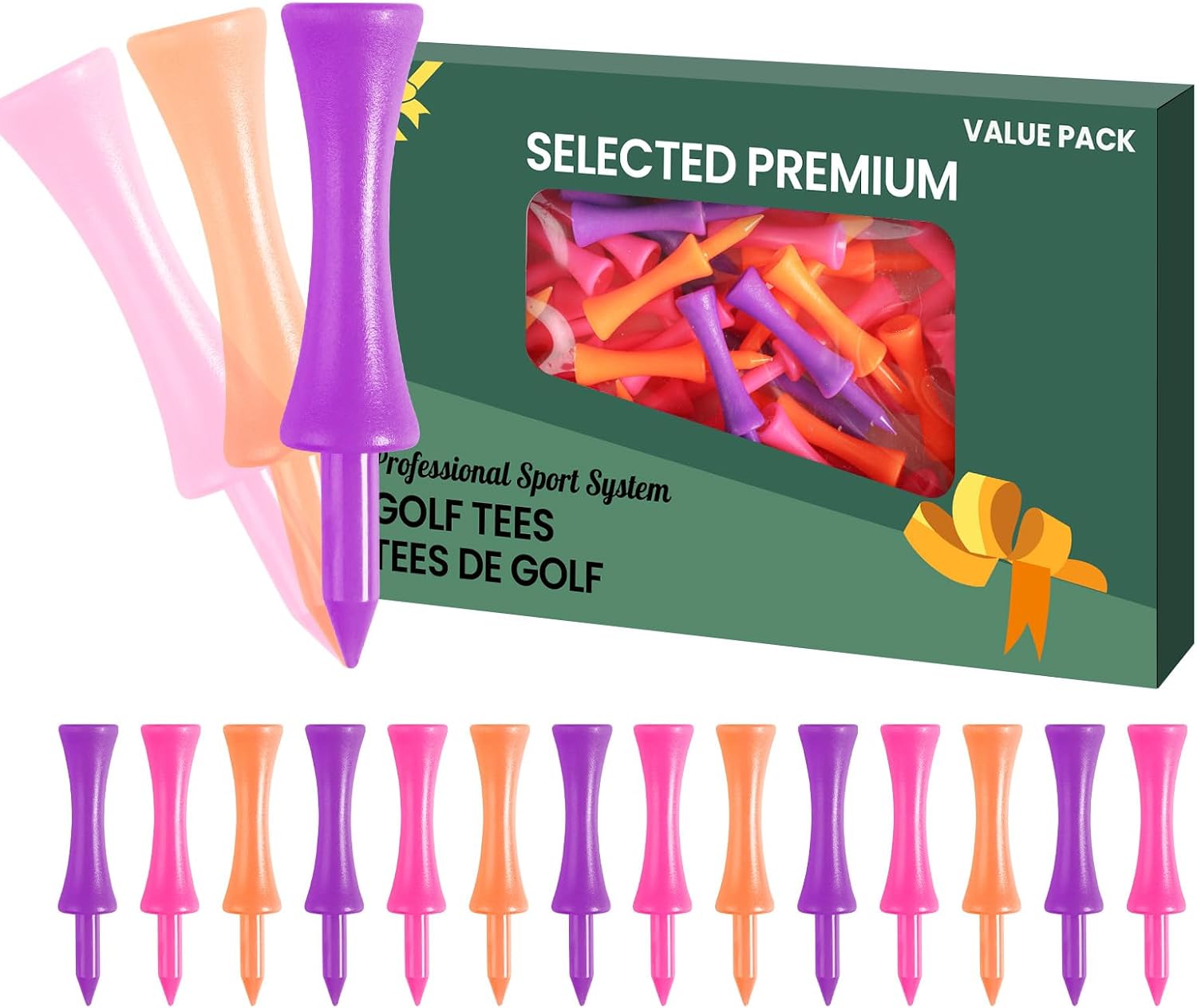 FINGER TEN Castle Golf Tees Plastic 2 1/4 Inch with 50 Pack