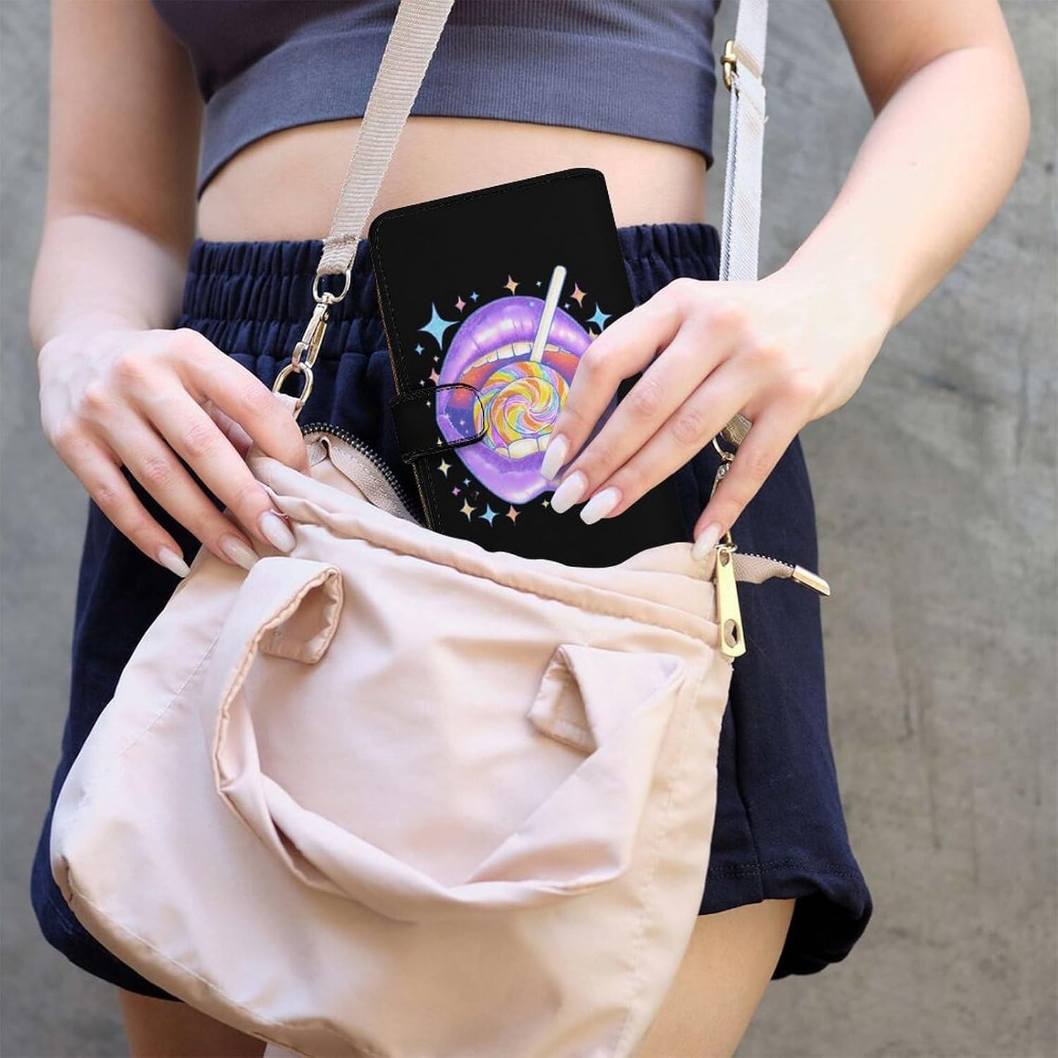 Lollipop Lips Pop Clutch Purses for Women Long Wallet Coin Pouch Card Holder with ID Window