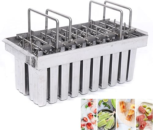 Miniatura 7 de 20 moldes para paletas, kit de soporte de moldes de paletas de hielo de acero inoxidable comercial GDAE10 con 100 palos de bambú reutilizables y