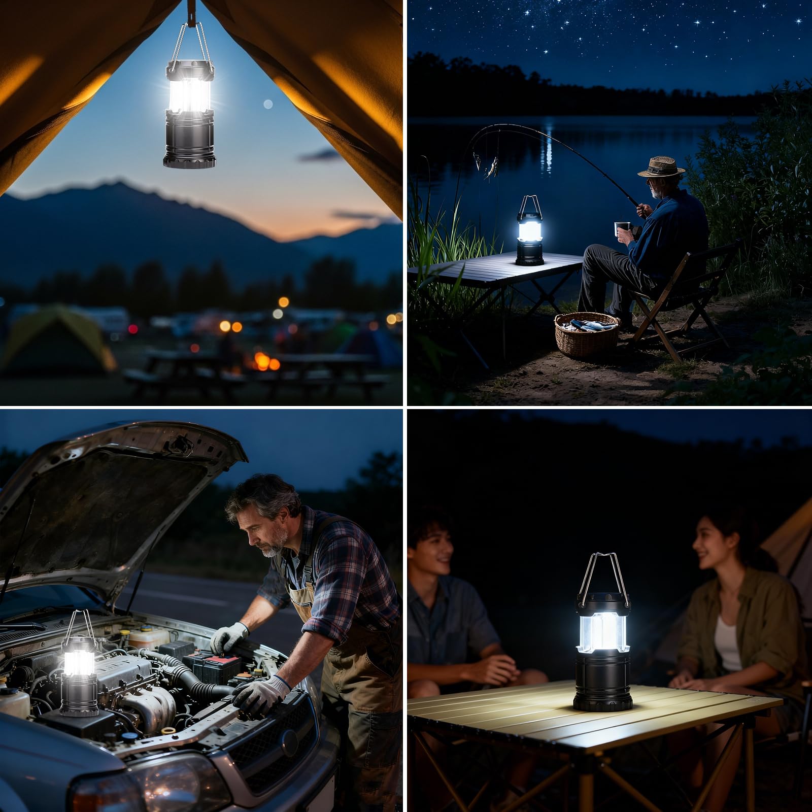 4 Pezzi Lampada da Campeggio, Lampada Campeggio Impermeabile Portatile, Lampada da Tenda LED a Batteria (3*AAA non incluso) per Campeggio, Emergenza, Pesca, Escursionismo