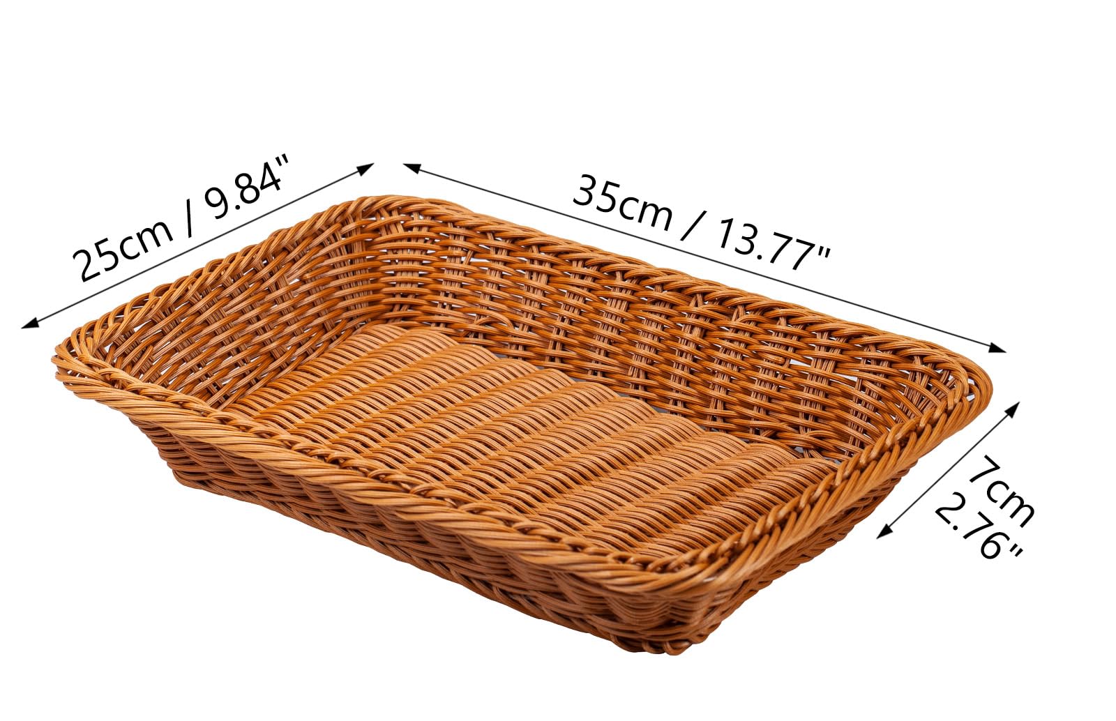 Cesta para Pan,Set de 2 Cestas de Pan Trenzadas, Cesta de Frutas Cestas Almacenaje Cesta Rectangular para Servir Slimentos para el Hogar, Cocina, 25 cm x 35 cm x 7 cm,Trenzado de Plástico