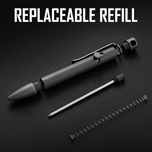 Miniatura 2 de KeyUnity KP04SW Titanium EDC Bolt Action Pen & KM14SW Titanio EDC Abrebotellas Llavero Clip con Anillo D