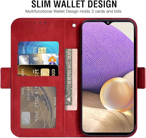 Miniatura 9 de Asuwish Funda compatible con Samsung Galaxy A32 5G 2021 de 6.5 pulgadas y protector de pantalla de vidrio templado, soporte de tarjeta de cuero,