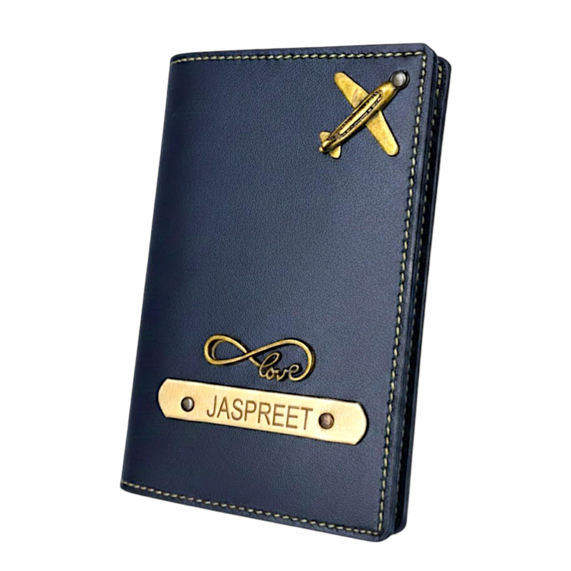 the unique gift studio Customised Passport Cover Holder with Personalised Name Charm Leather Passport Cover Holder for Men Women Brown - Customised Passport Holder for Gift-picture-15
