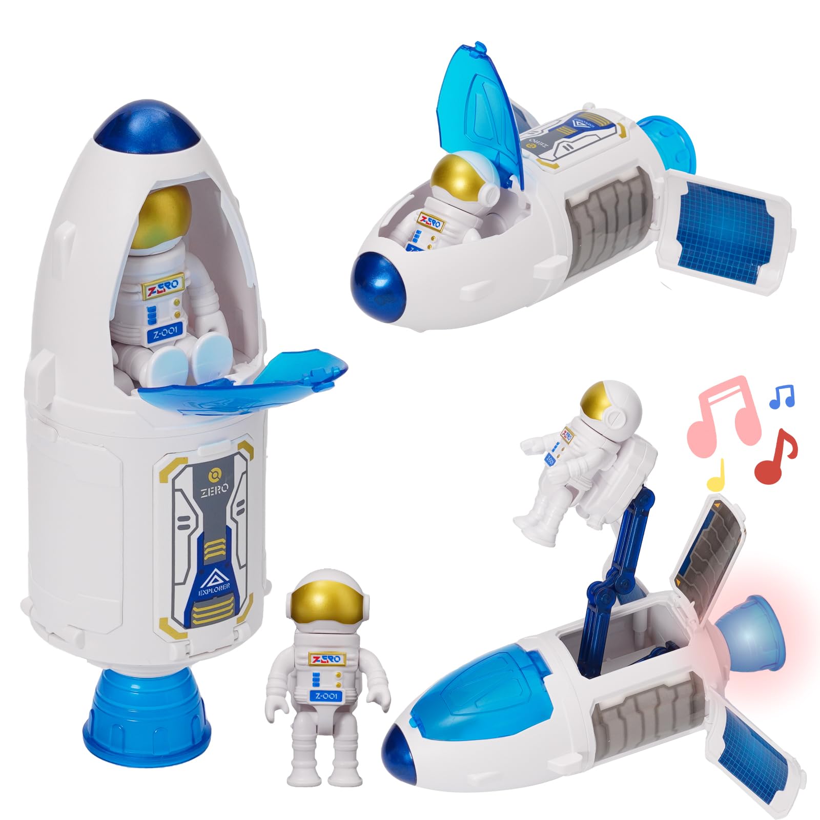Space Shuttle Giocattolo per Razzo, Razzi & Navi Spaziali, Spaziale Esplorazione Gioco, Set di Razzi Aerospaziali con Astronauti, Giocattolo Educativo / Regalo per Ragazzi e Ragazze