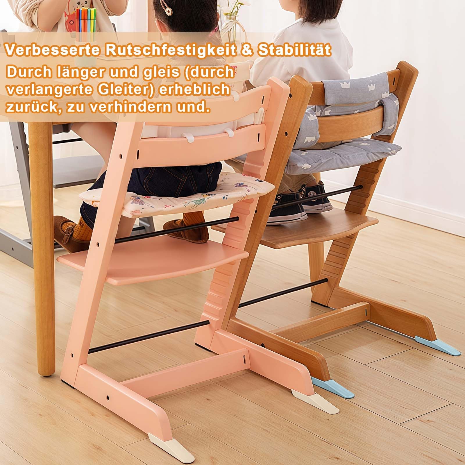 Stokke Tripp Trapp Protezione Antiribaltamento 2 Pezzi Set Pattini Estesi Accessorio Prolungamento Base Coprigamba Colore Legno