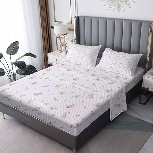 Juego de sábanas de flores tamaño King divididas, sábanas botánicas florales, sábanas y fundas de almohada estampadas de 5 piezas, microfibra suave