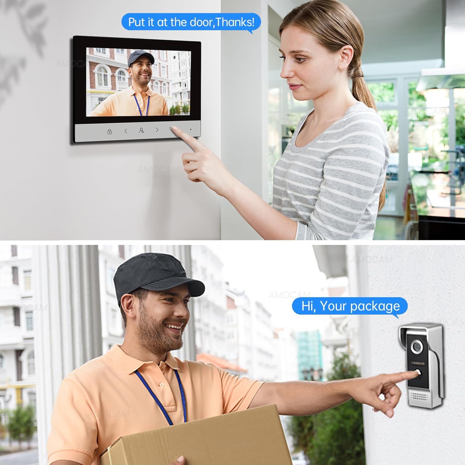 1080P Video Intercom System, Wired VideoDoorbell HD Camera with 7 Inch Monitor, 4-Wire VideoDoor Phone Intercom Panel Kits Support Unlock, Monitoring, 2-Way Audio for Villa Home Office Apartment