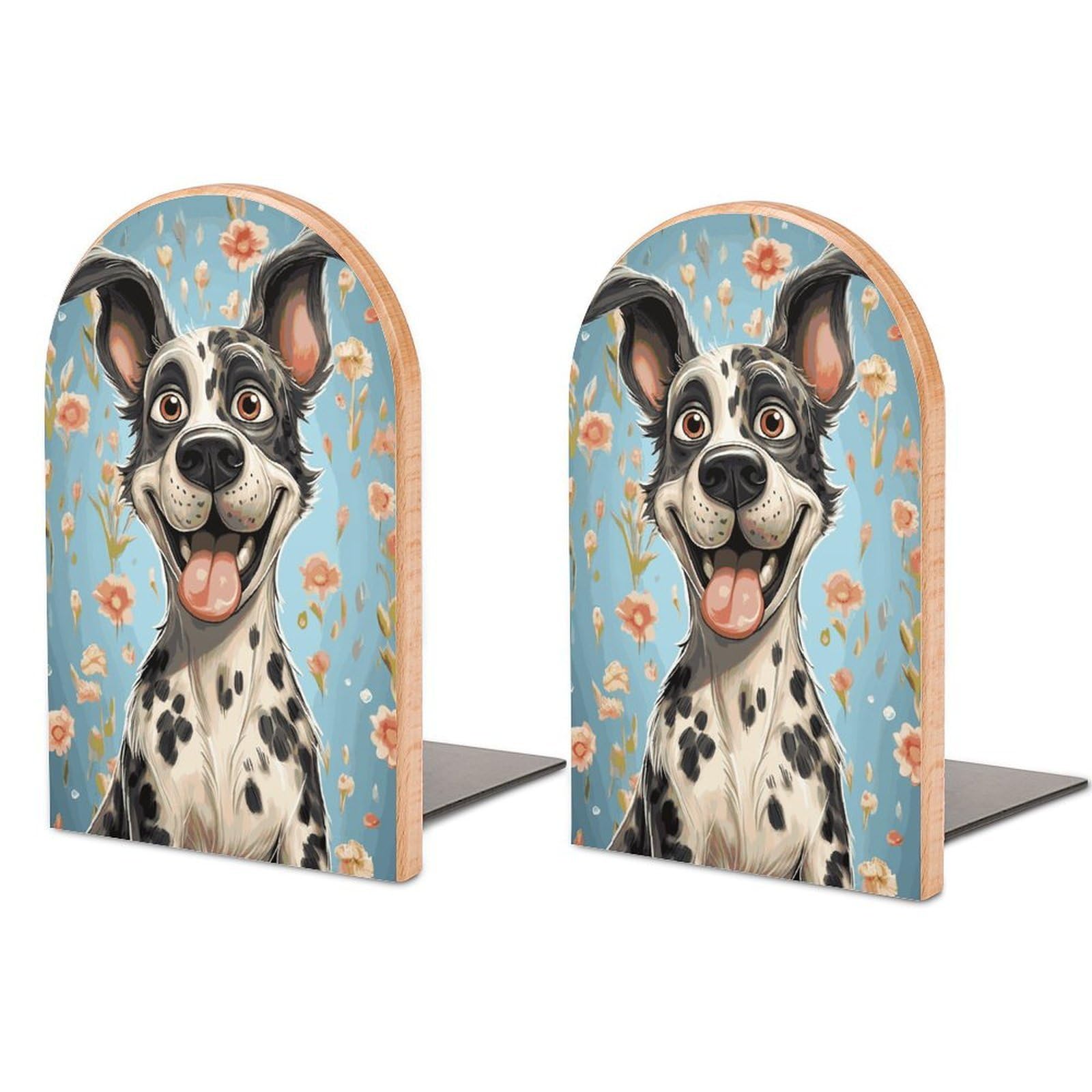 Fun Dogs Bookend Modern Bookends for Shelves Non-Skid Book Holder Heavy Duty Metal Book Storage for Books CDs Decorative Book Stopper for Home