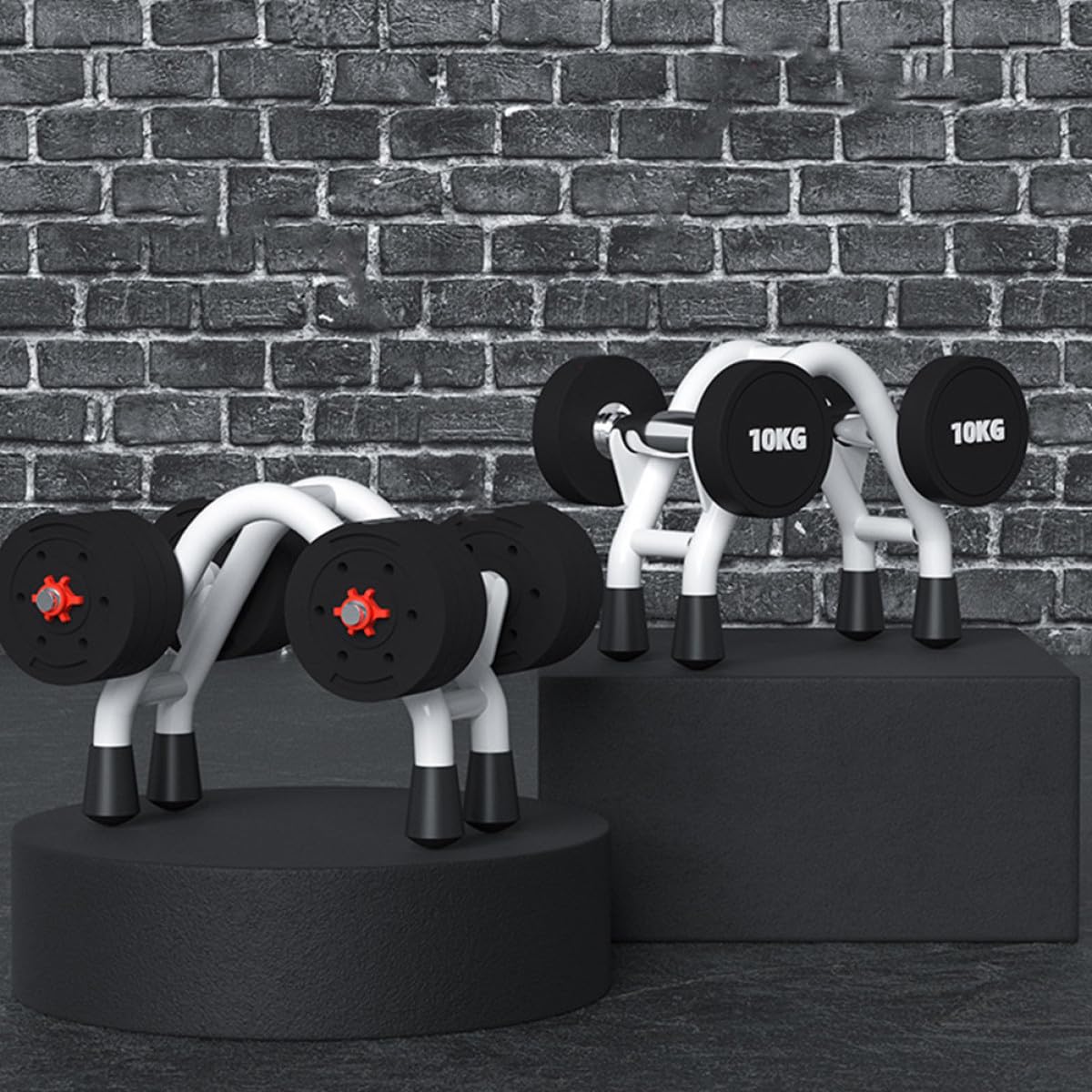 Supporto per Manubri Bianco in Ferro e Gomma Pratico e Robusto, Rack per Pesi per Attrezzi da Palestra per Casa, Protegge Pavimento