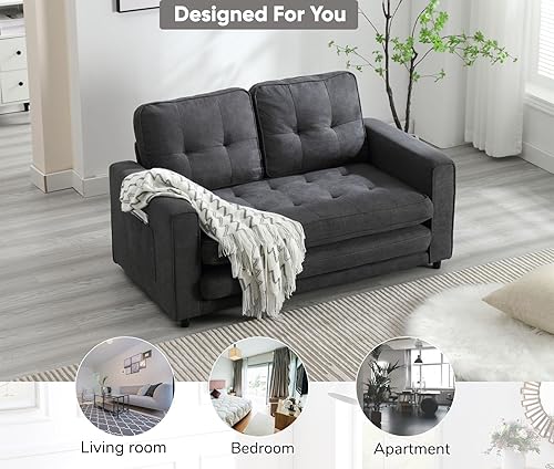 Miniatura 7 de JOYBASE Sofá cama extraíble, moderno sofá cama convertible tapizado extraíble para sala de estar (gris oscuro, tela)