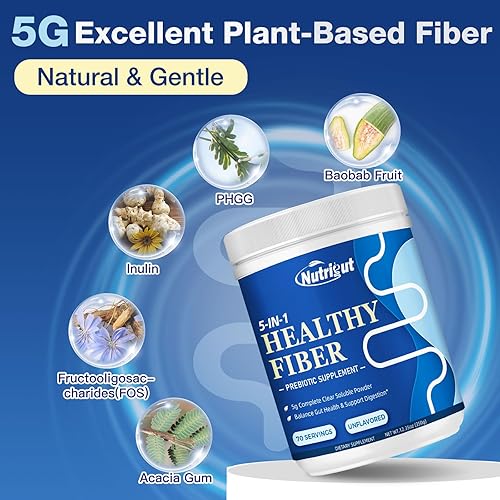 Miniatura 2 de Suplemento de fibra  Suplemento de fibra prebiótica en polvo, 0.18 oz de fibra soluble en polvo con acacia e inulina para la salud digestiva diaria
