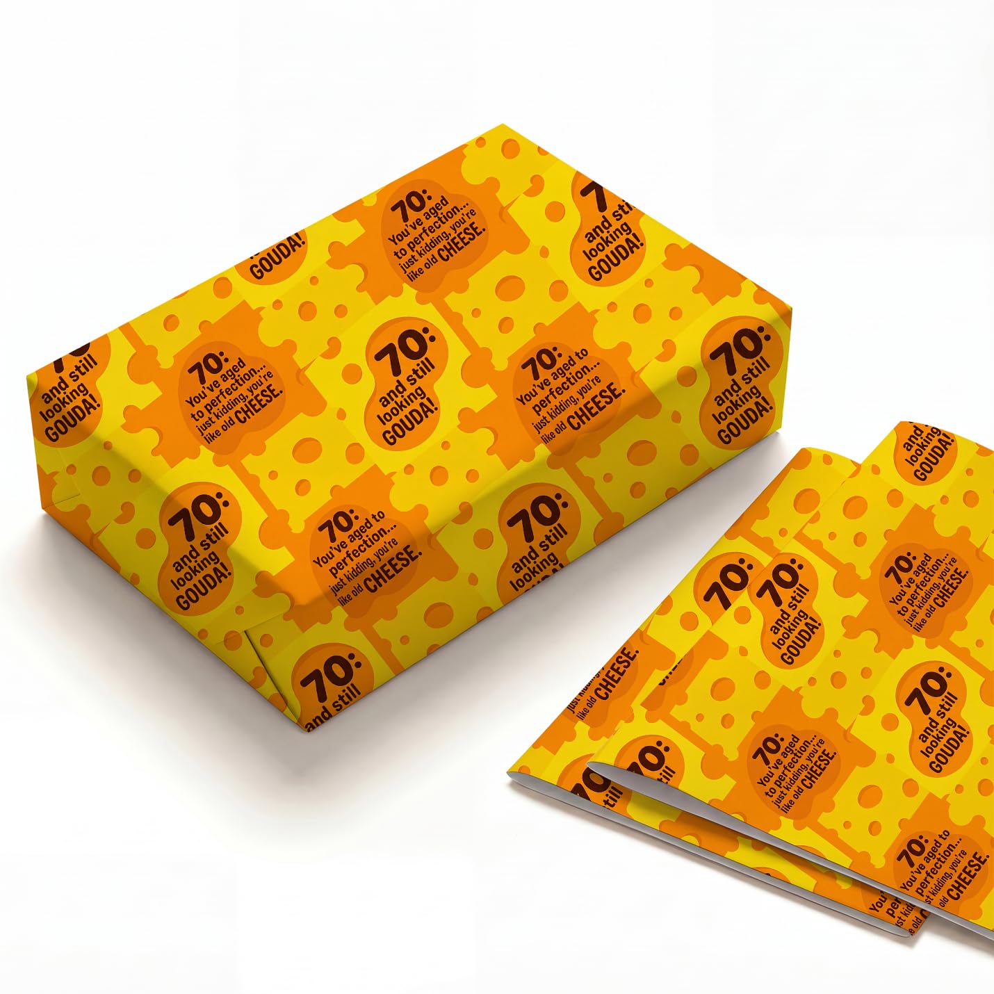 SHSEEN 70th Cheese Pun Wrapping Paper, 19.5 x 27.5 in, 2 Sheets — image 1
