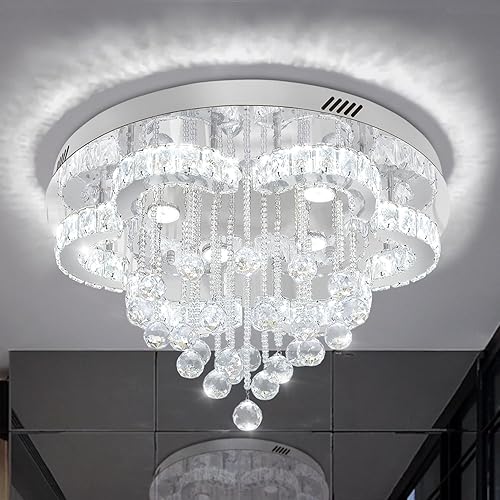 Flashing God W24inches - Lámpara moderna para comedor, lámpara de cristal con forma de gota de lluvia, lámpara de techo de montaje empotrado,