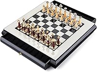 Vista 1 de AMEROUS Juego de ajedrez de madera de 16 pulgadas, tablero de gran tamaño con 2 cajones de almacenamiento integrados, 2 reinas adicionales, piezas